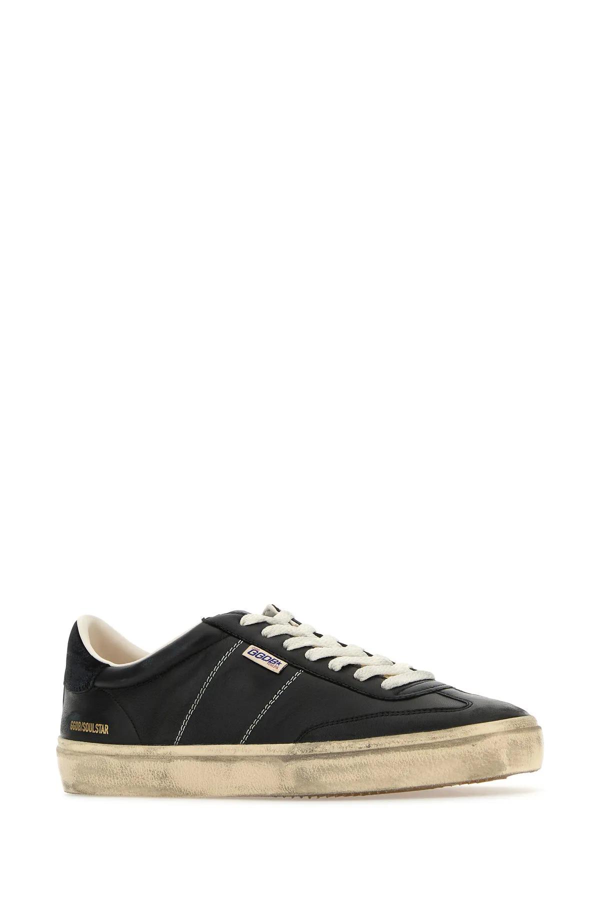 Shop Golden Goose Black Leather Soul Star Sneakers