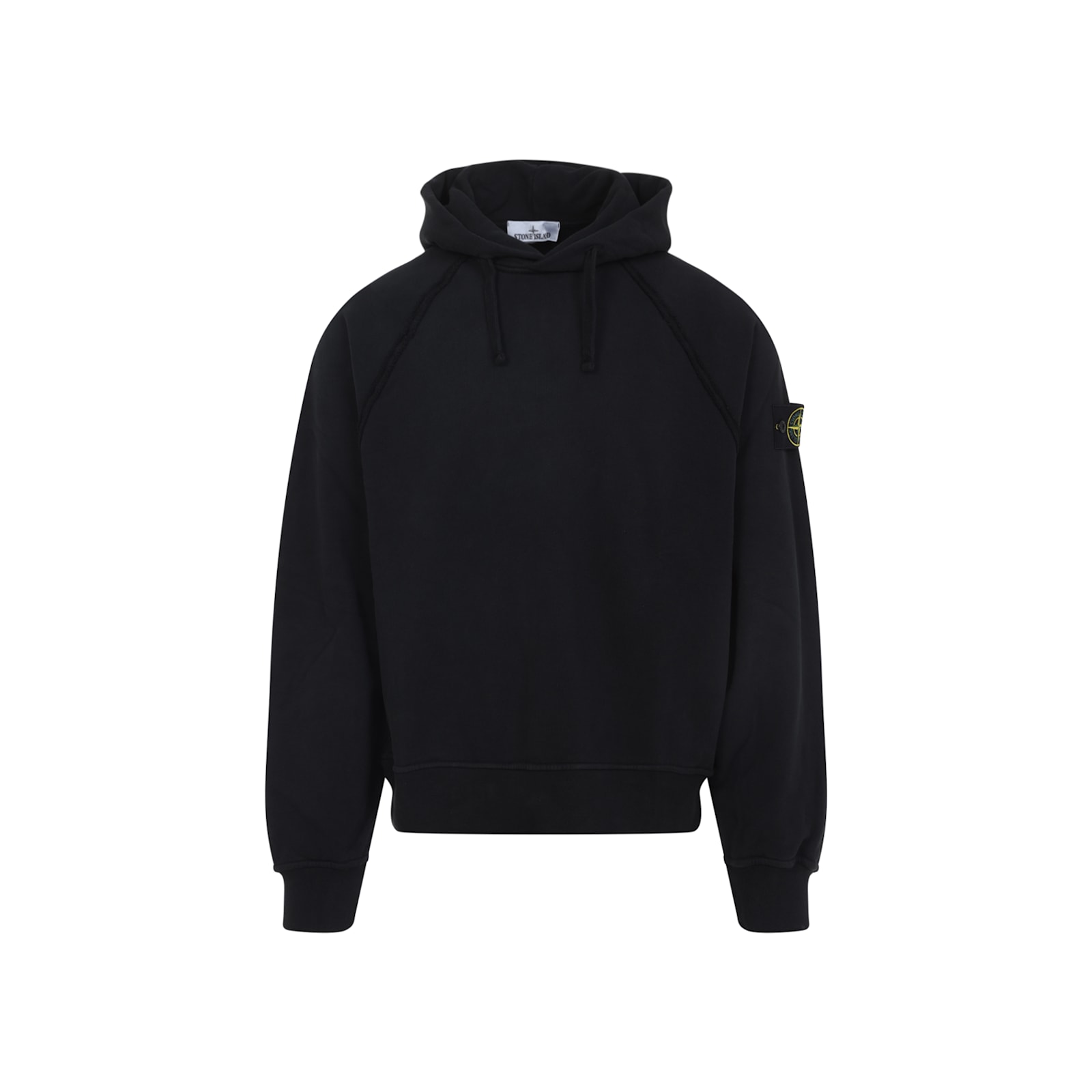 Stone Island Brushed Organic Cotton Fleece Oversized Fit Hoodie Clothing In Black