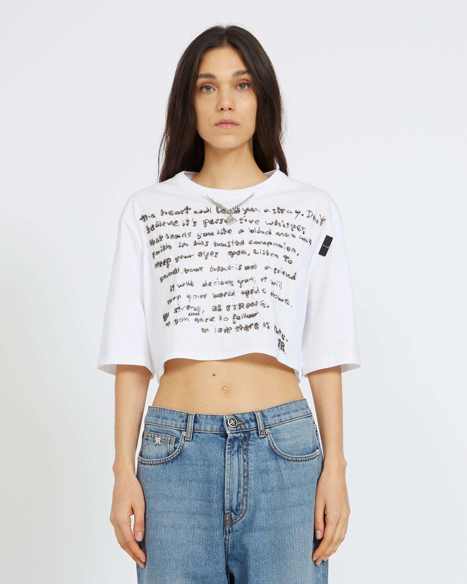 Shop John Richmond T-shirt With Print On The Front In Bianco