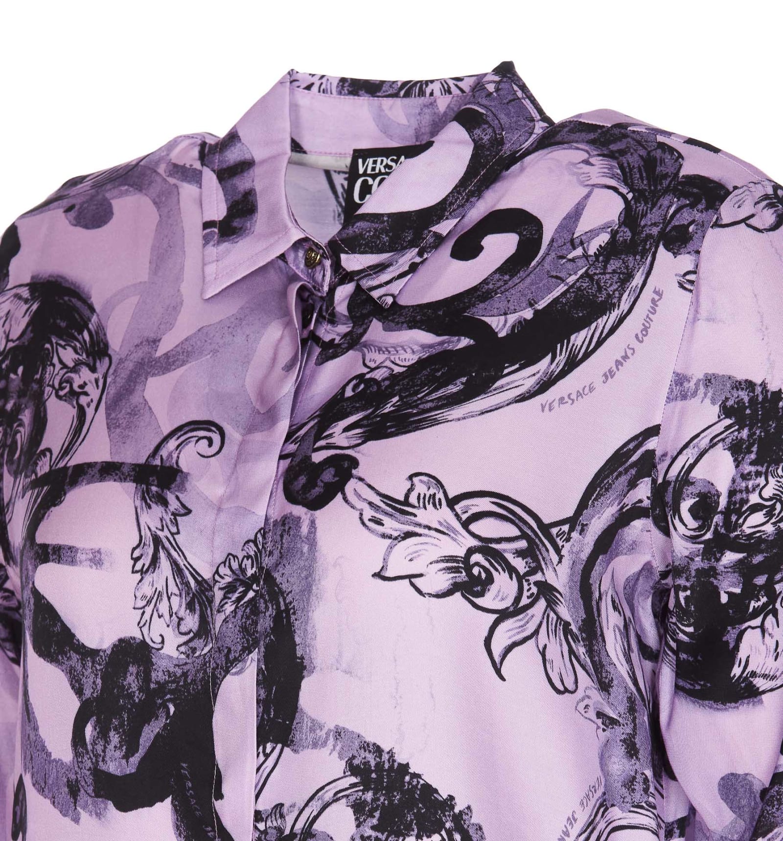 Shop Versace Jeans Couture Watercolour Couture Shirt In Purple