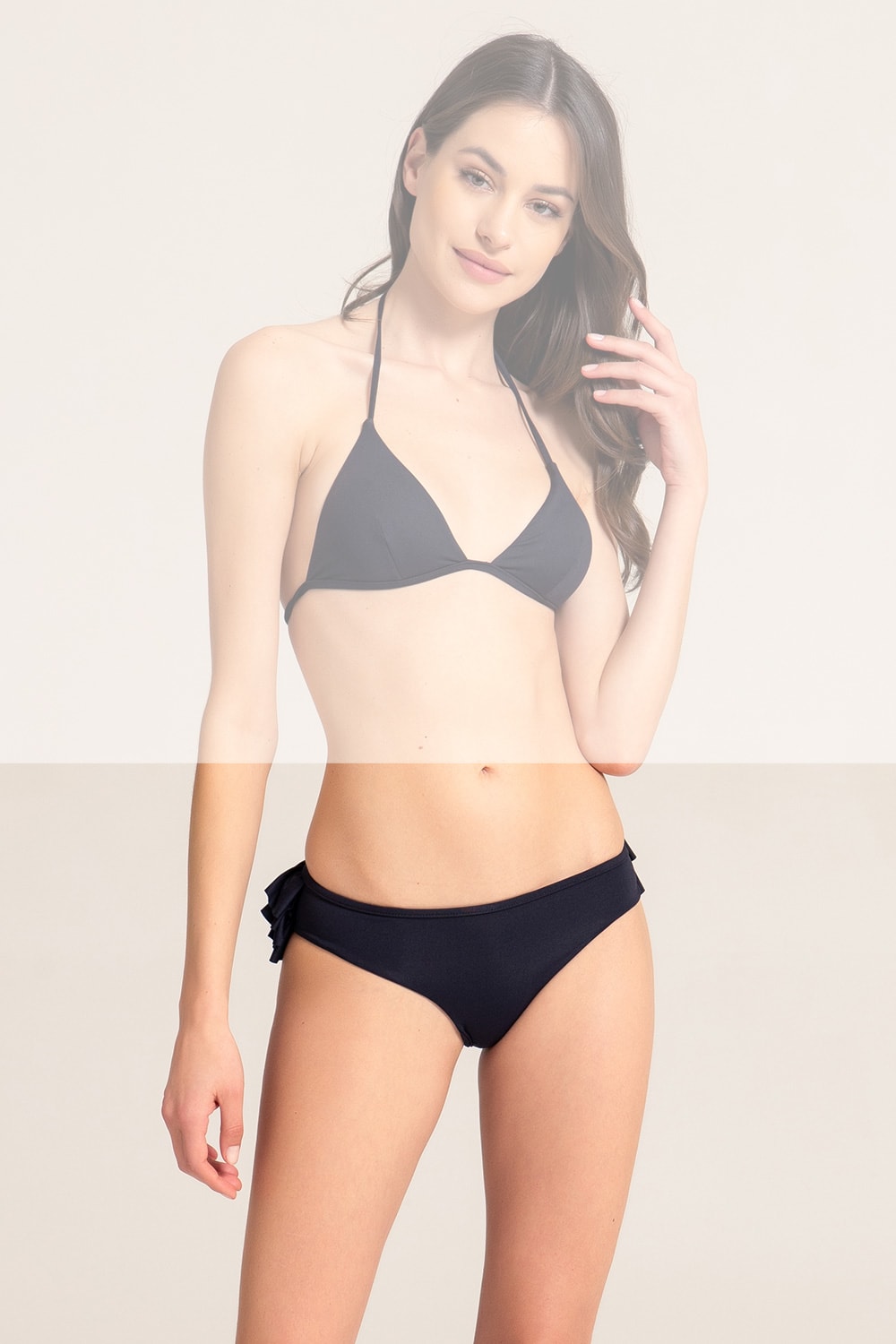 Marion Zimet Low-waist Bikini Bottom In Microfiber, With Flounces