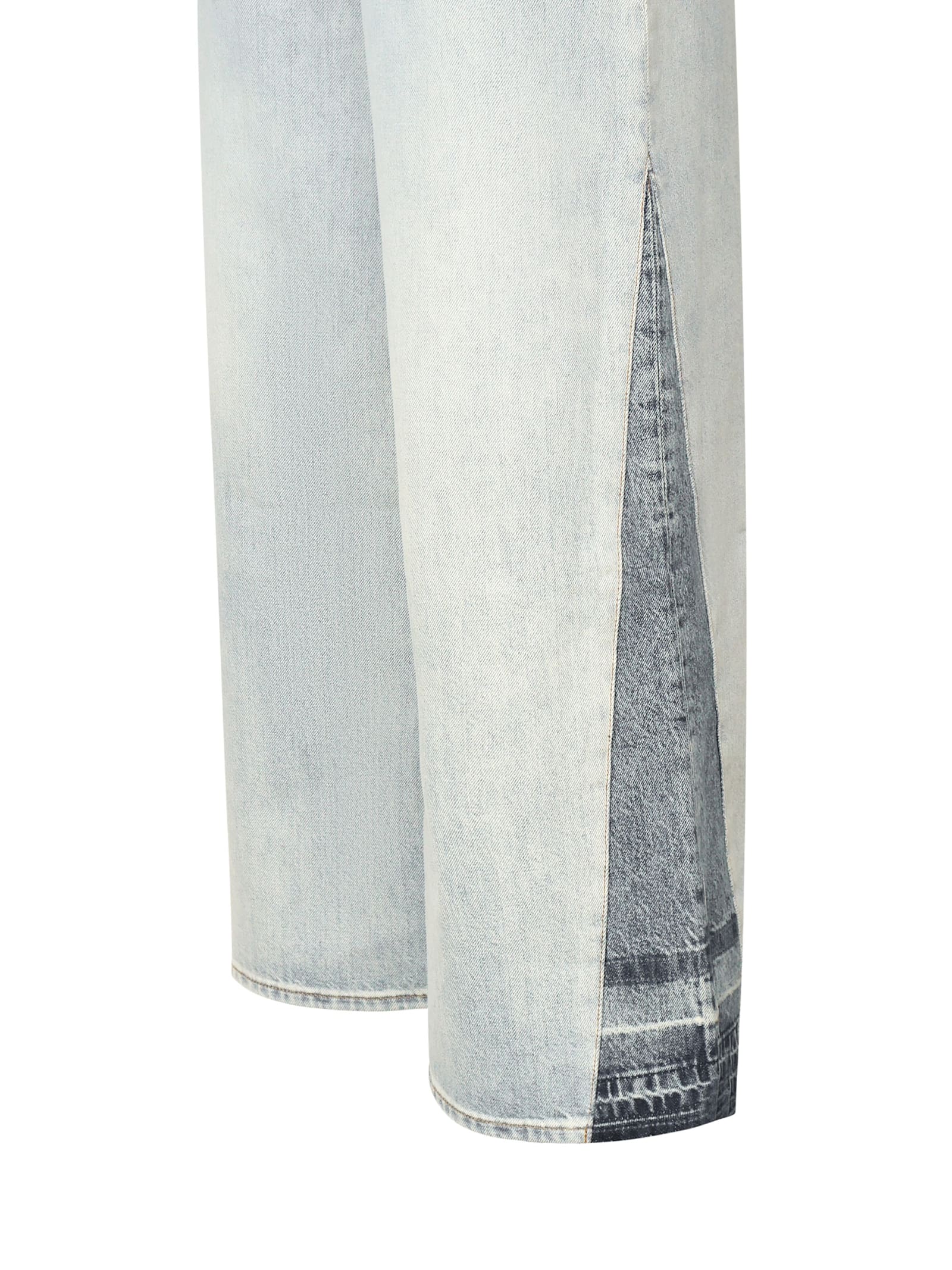 Shop Chloé Flared Jeans In Cotton Denim In Light Grey Ice Blue