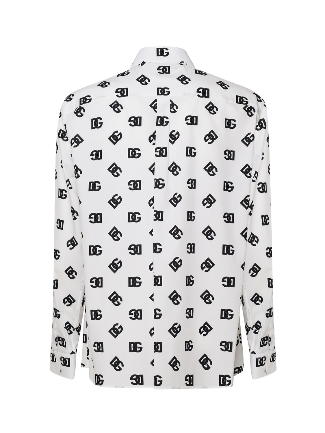 Shop Dolce & Gabbana Long-sleeved Shirt And Allover Logos In White, Black