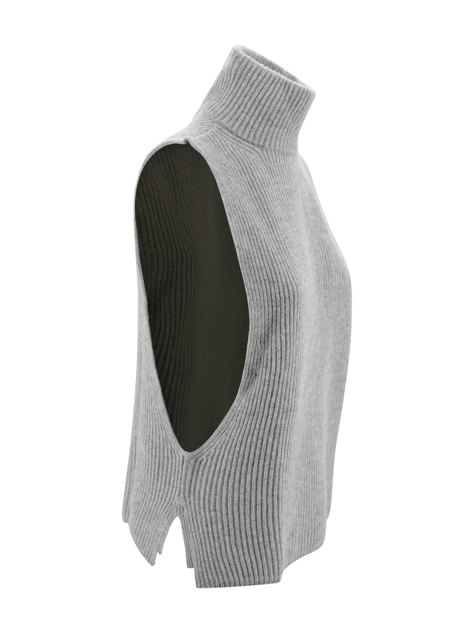 Shop Max Mara Cashmere-blend Yarn Waistcoat In Grey