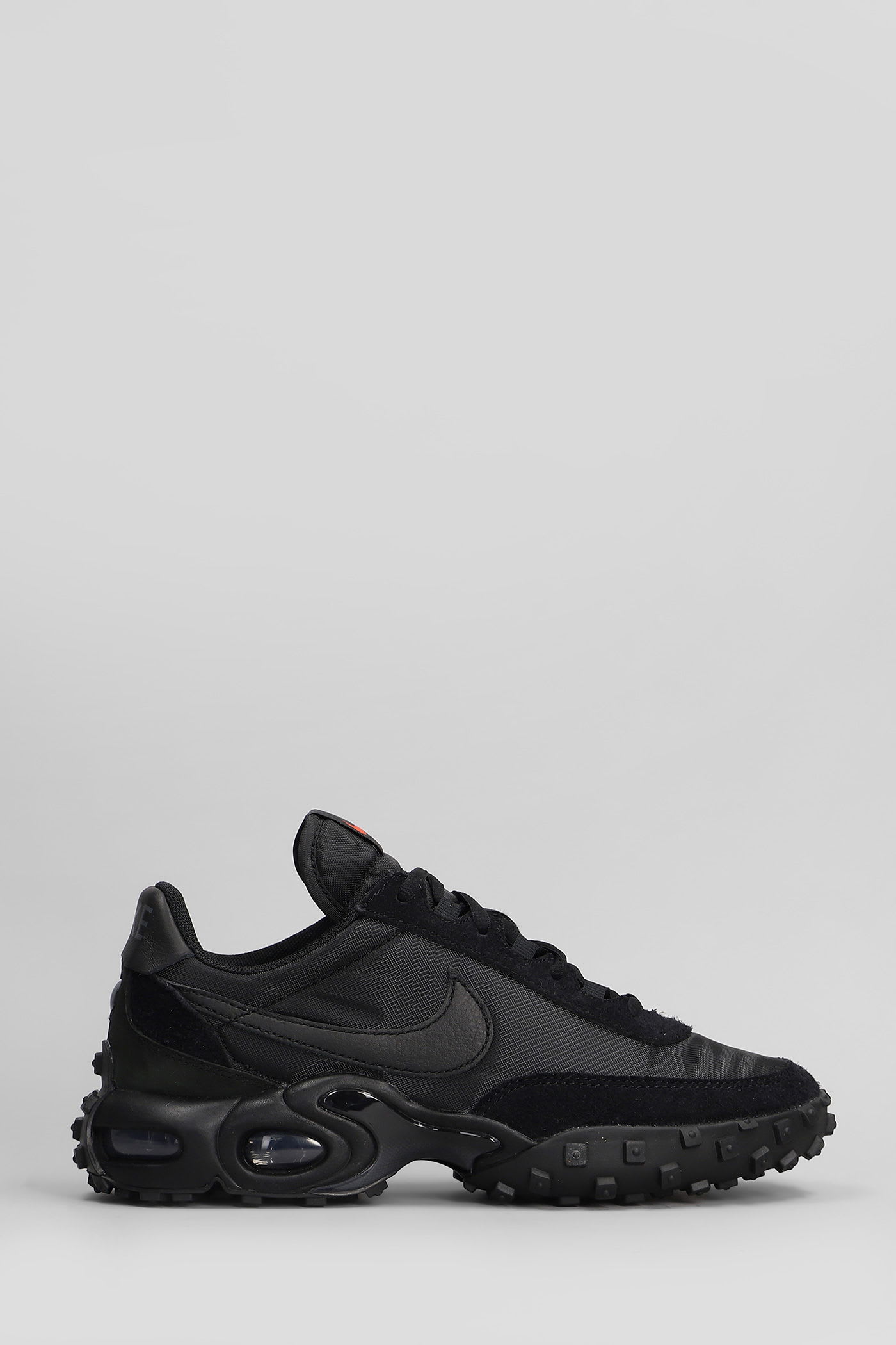 Nike Air Max Waffle Sneakers In Black Suede And Fabric In Black
