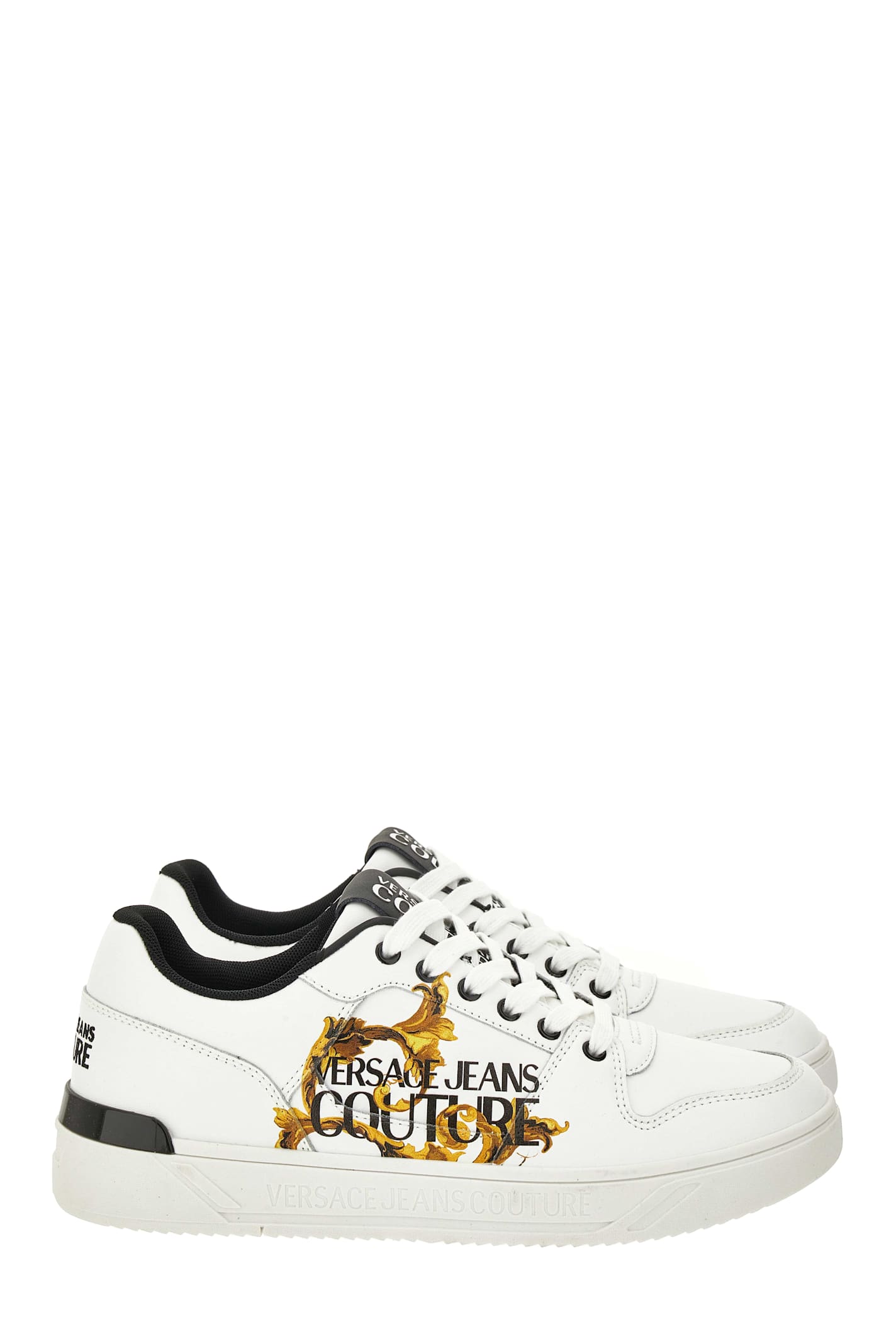 Versace Jeans Couture Logo-print Leather Trainers In White