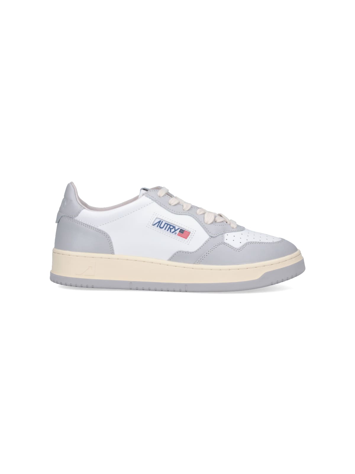 Autry 01 Sneakers In White Suede And Leather In White/grey