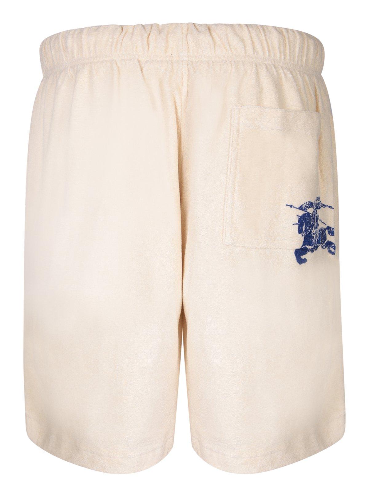 Shop Burberry Logo Printed Drawstring Bermuda Shorts In Bianco