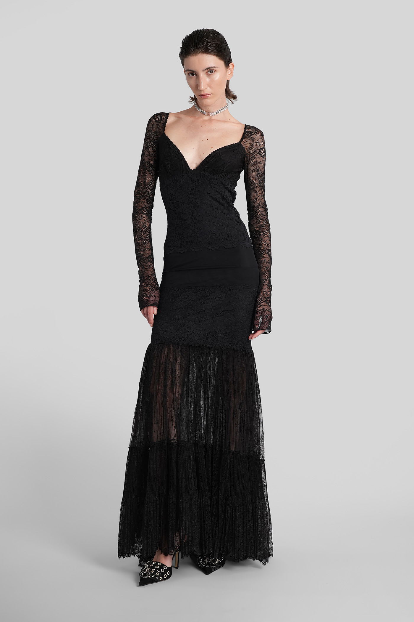 Blumarine Long Dress In Black