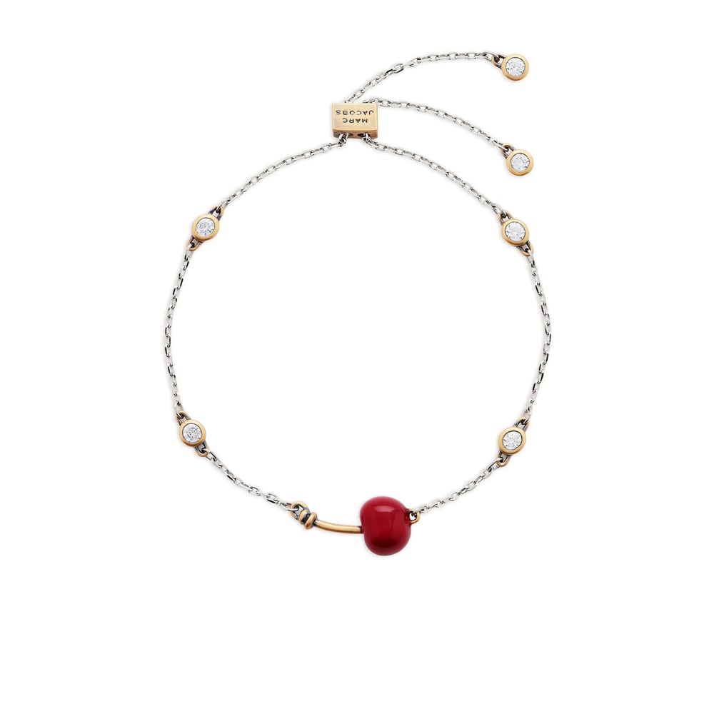 Marc Jacobs Cherry Crystal Slider Bracelet In Metallic