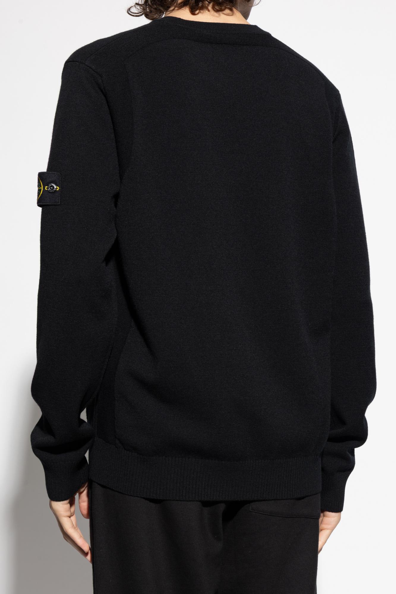 Stone Island Organic Cotton Crewneck Sweatshirt In Black