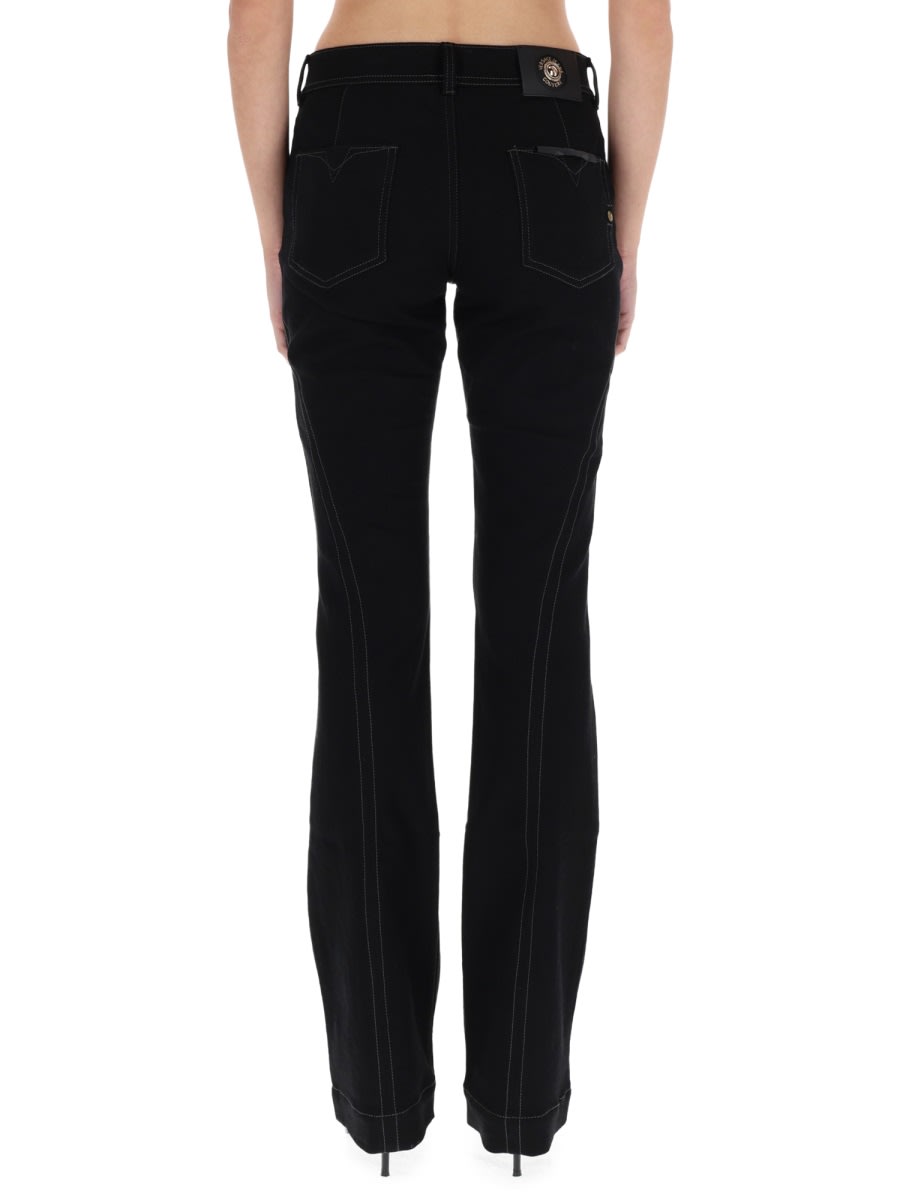 Versace Jeans Couture Tailored Trousers Featuring Contrast Stitching In Black