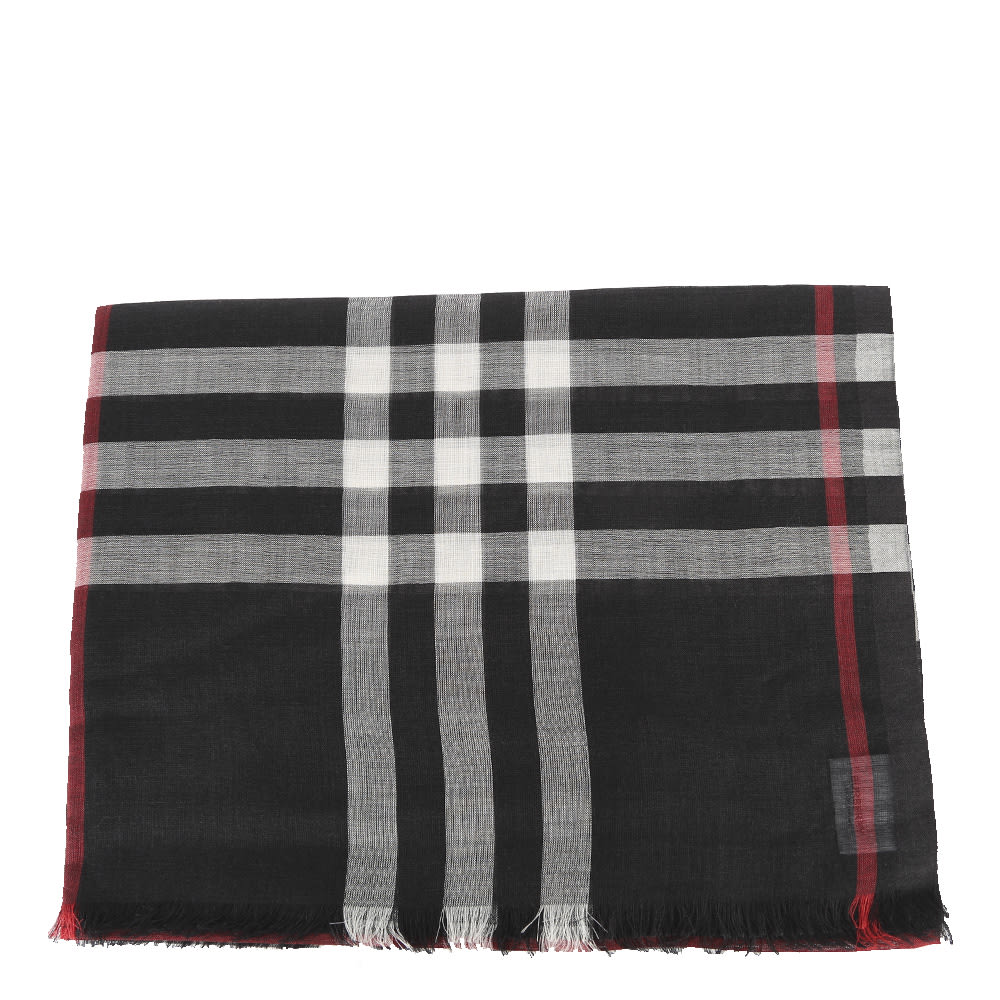 Burberry Wool And Silk Scarf With All-over Tartan Motif In Blu