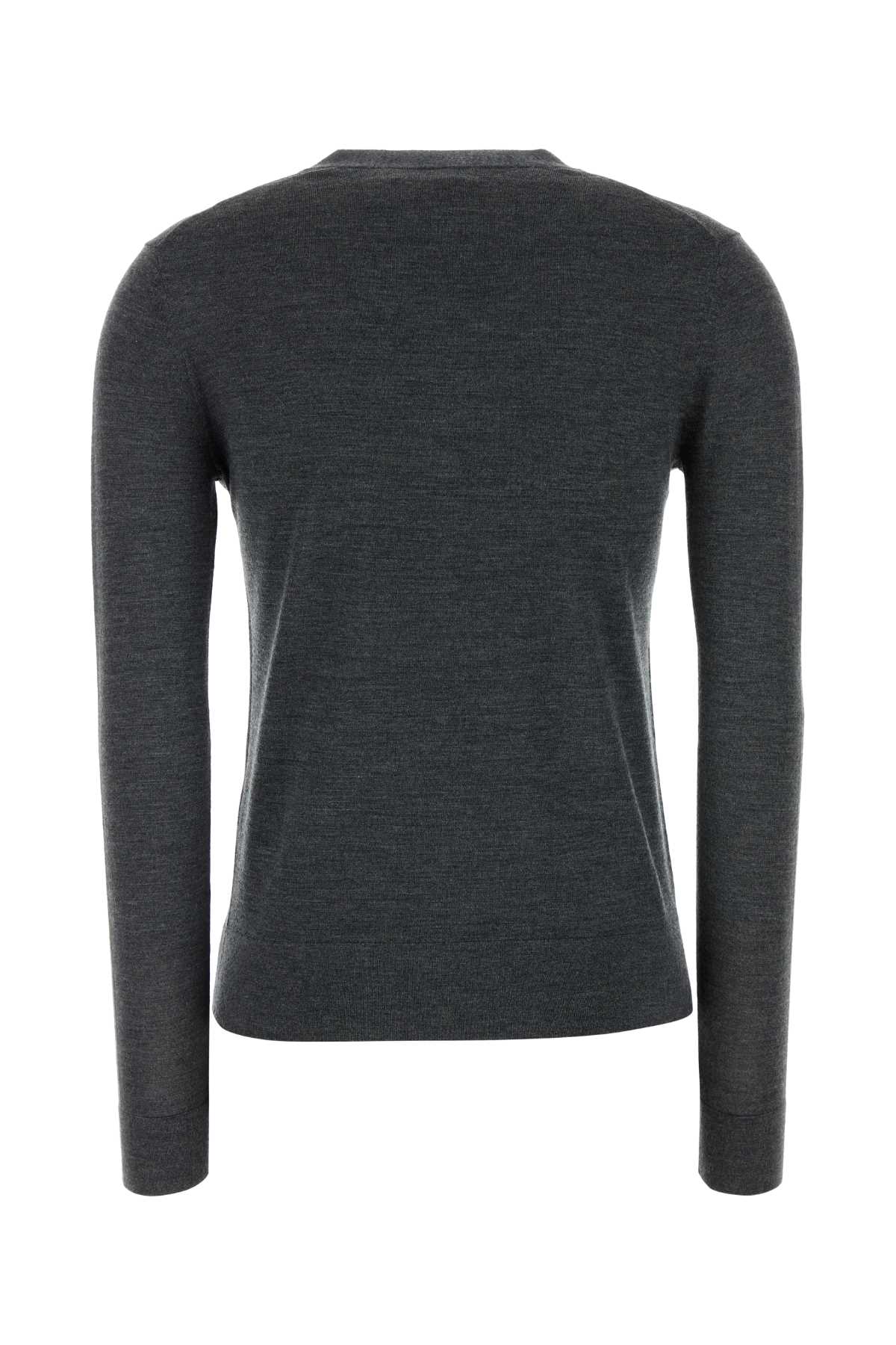 Tory Burch Dark Grey Wool Blend Simone Cardigan In Charcoalmelange
