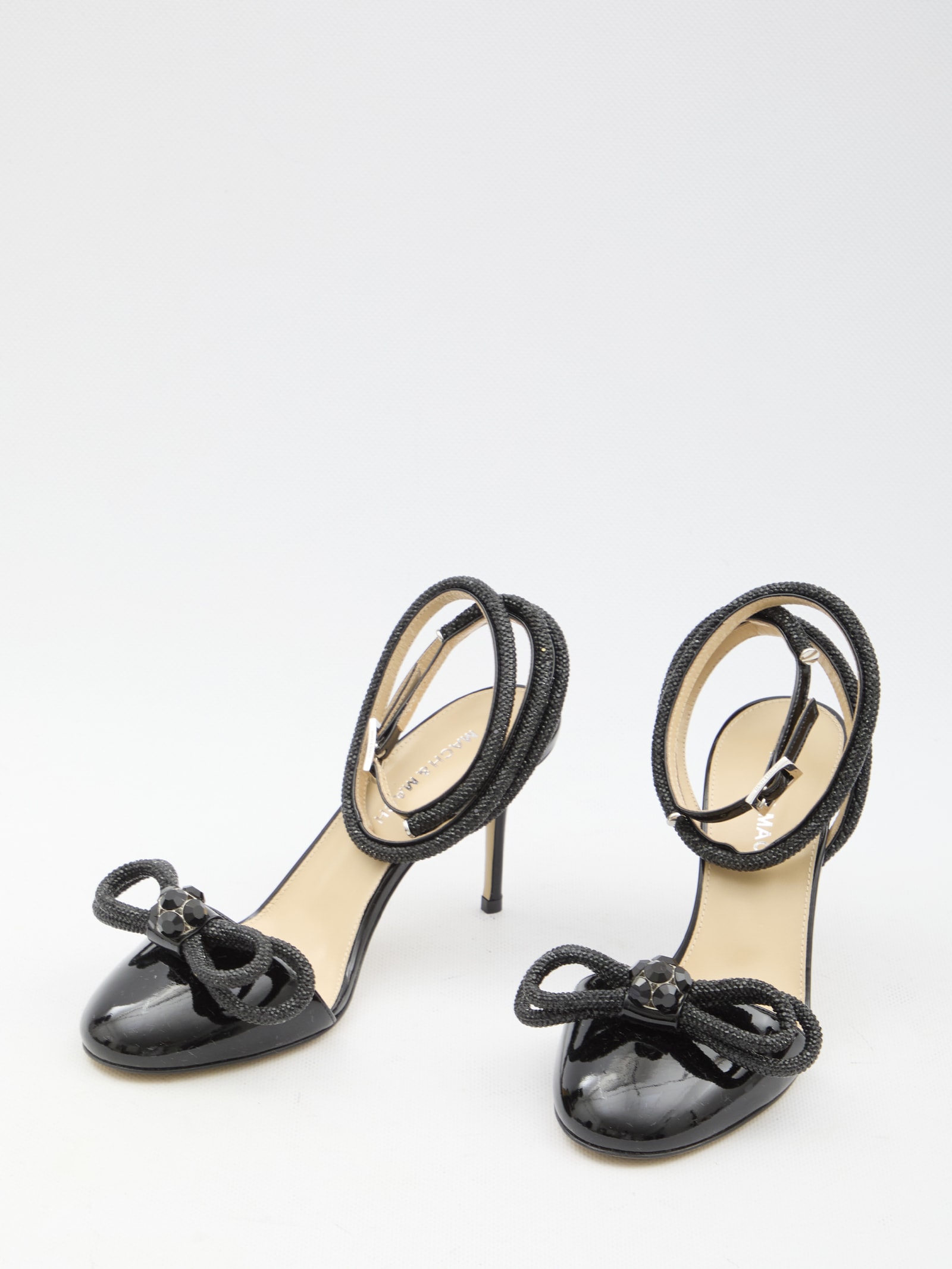 Shop Mach &amp; Mach Double Bow Closed Toe Sandals In Black