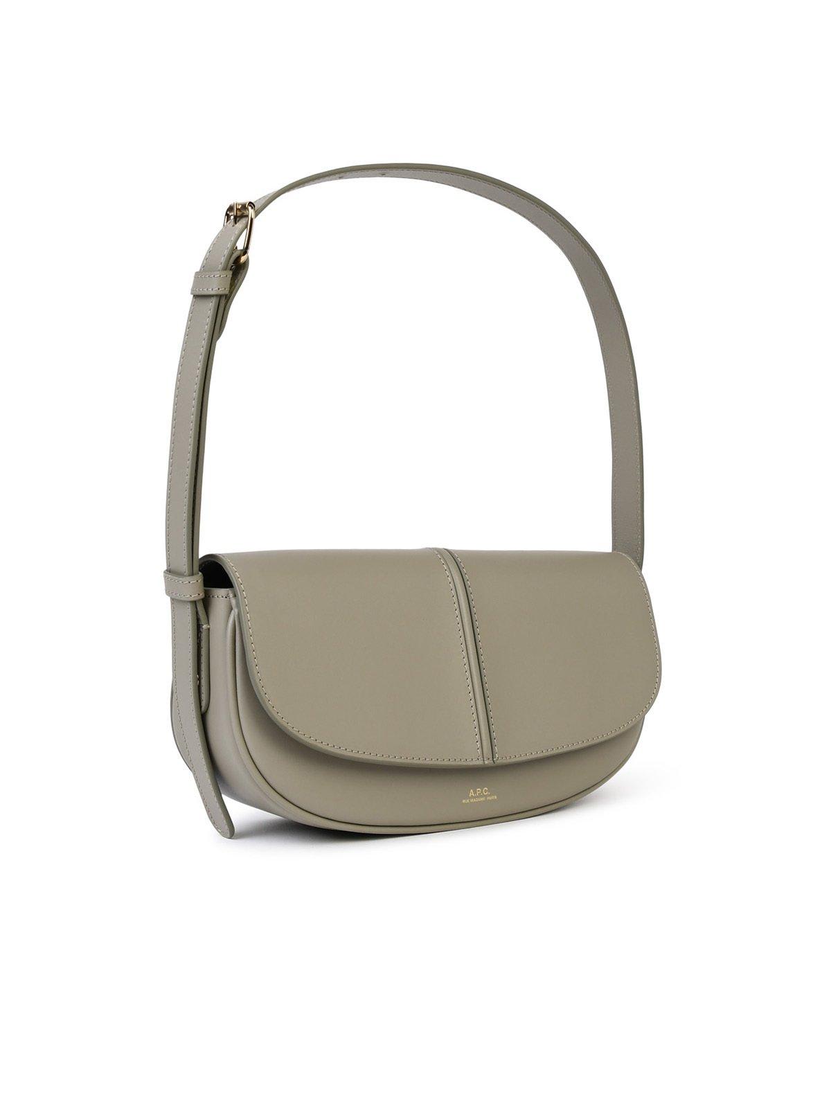 Shop Apc Half-moon Betty Shoulder Bag In Kaw Green Taupe