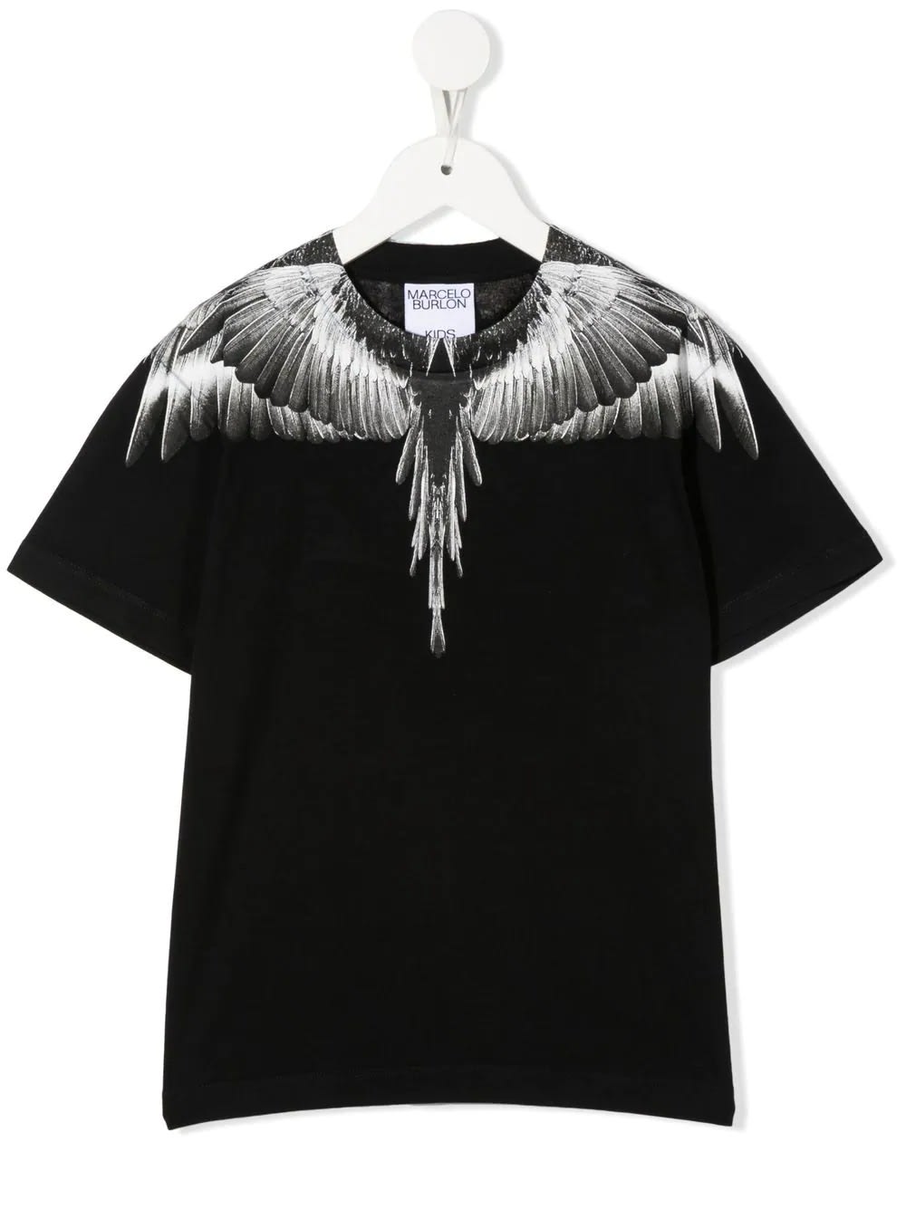 Marcelo Burlon Kids Black T-shirt With White And Grey Wings