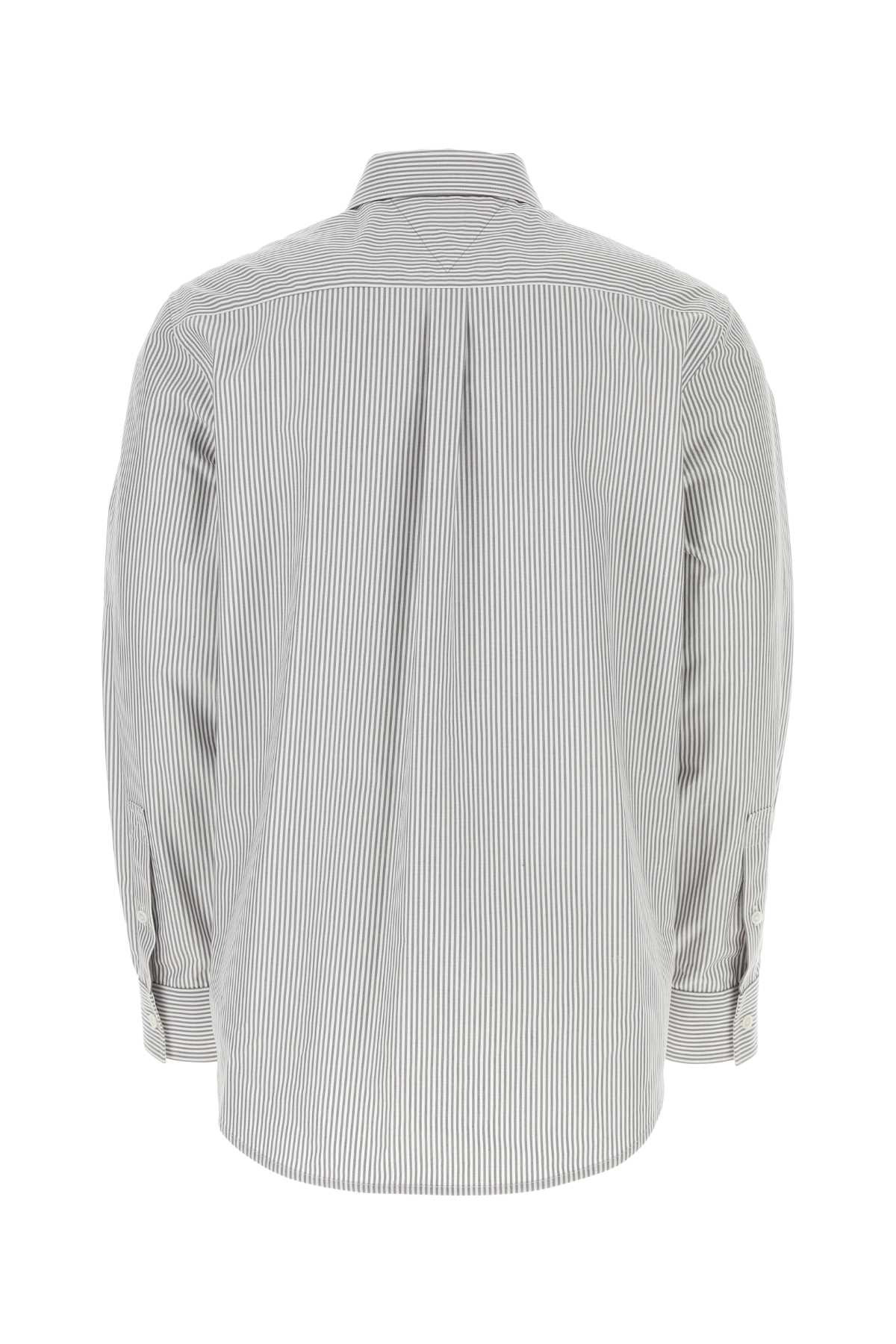 Shop Bottega Veneta Printed Cotton Shirt In Greywhite