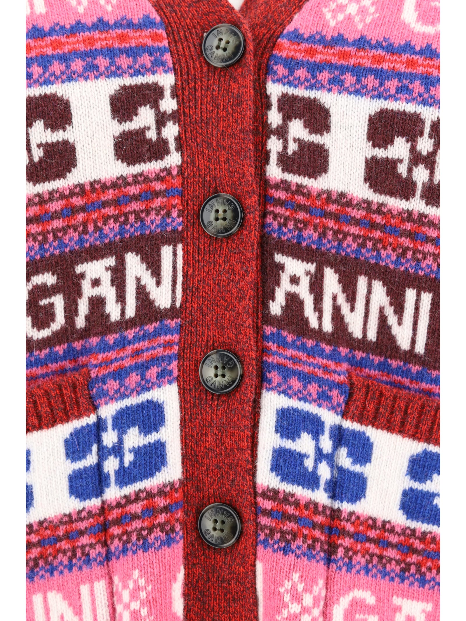 Shop Ganni Cardigan In Multicolour