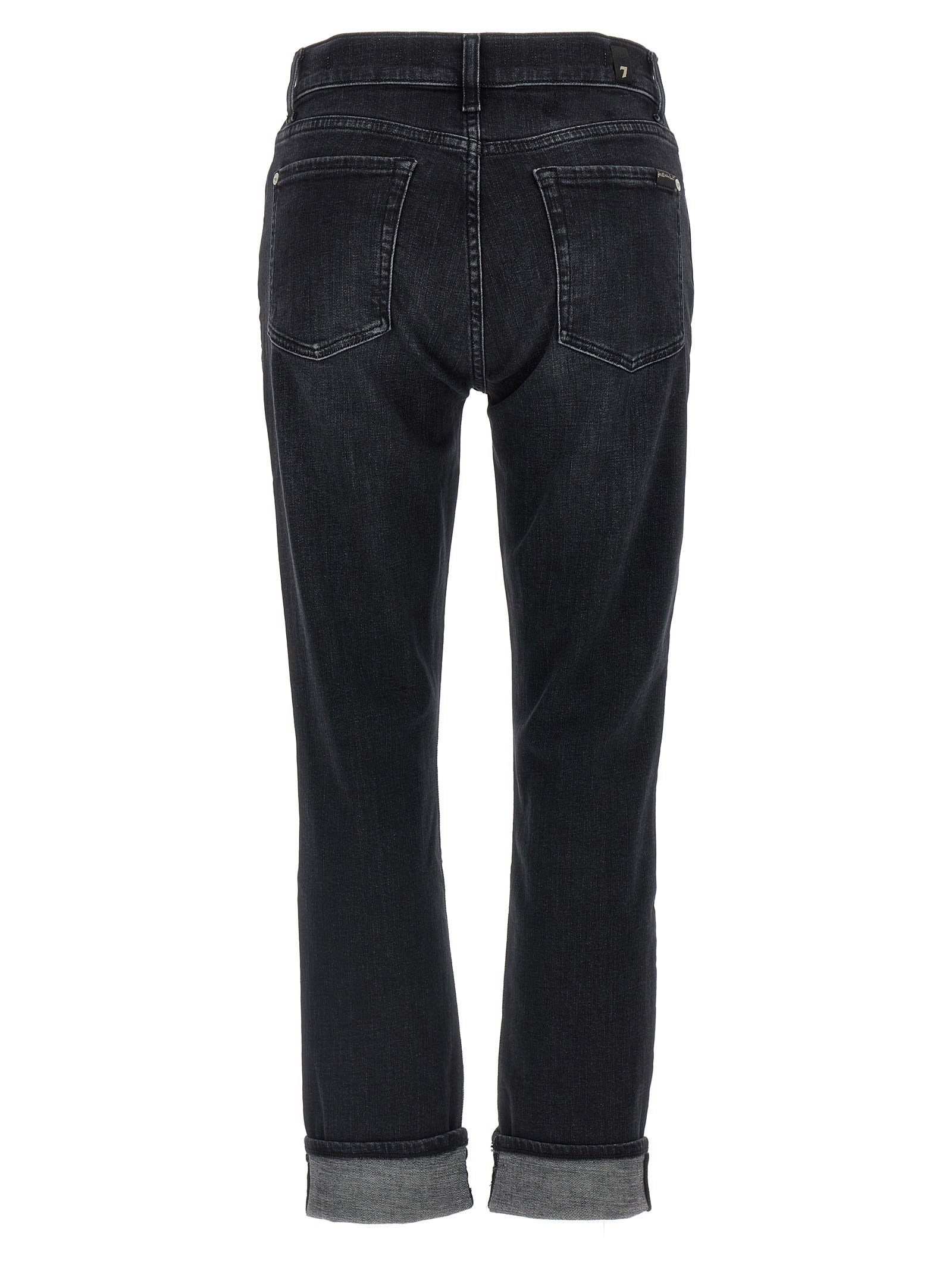 7 For All Mankind Belt Loop Denim Trousers In Black