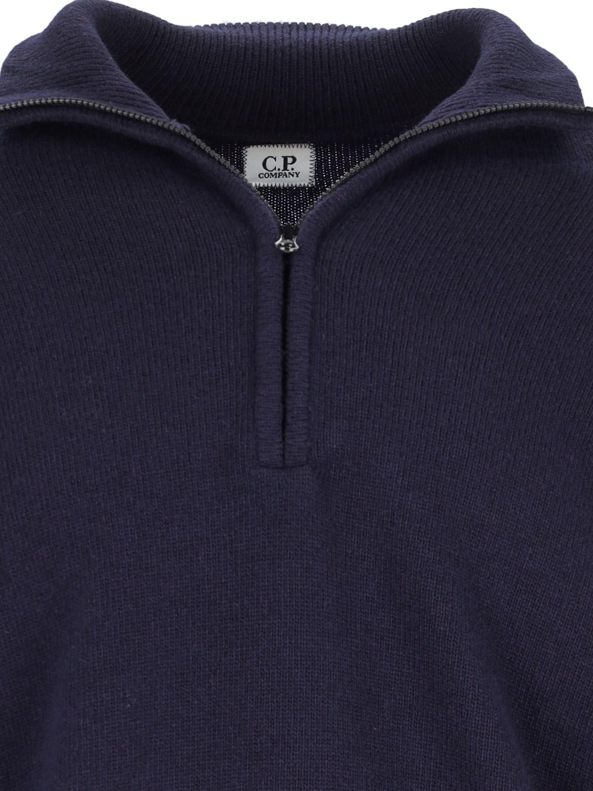 Shop C.p. Company Zip Turtleneck Sweater In Blu