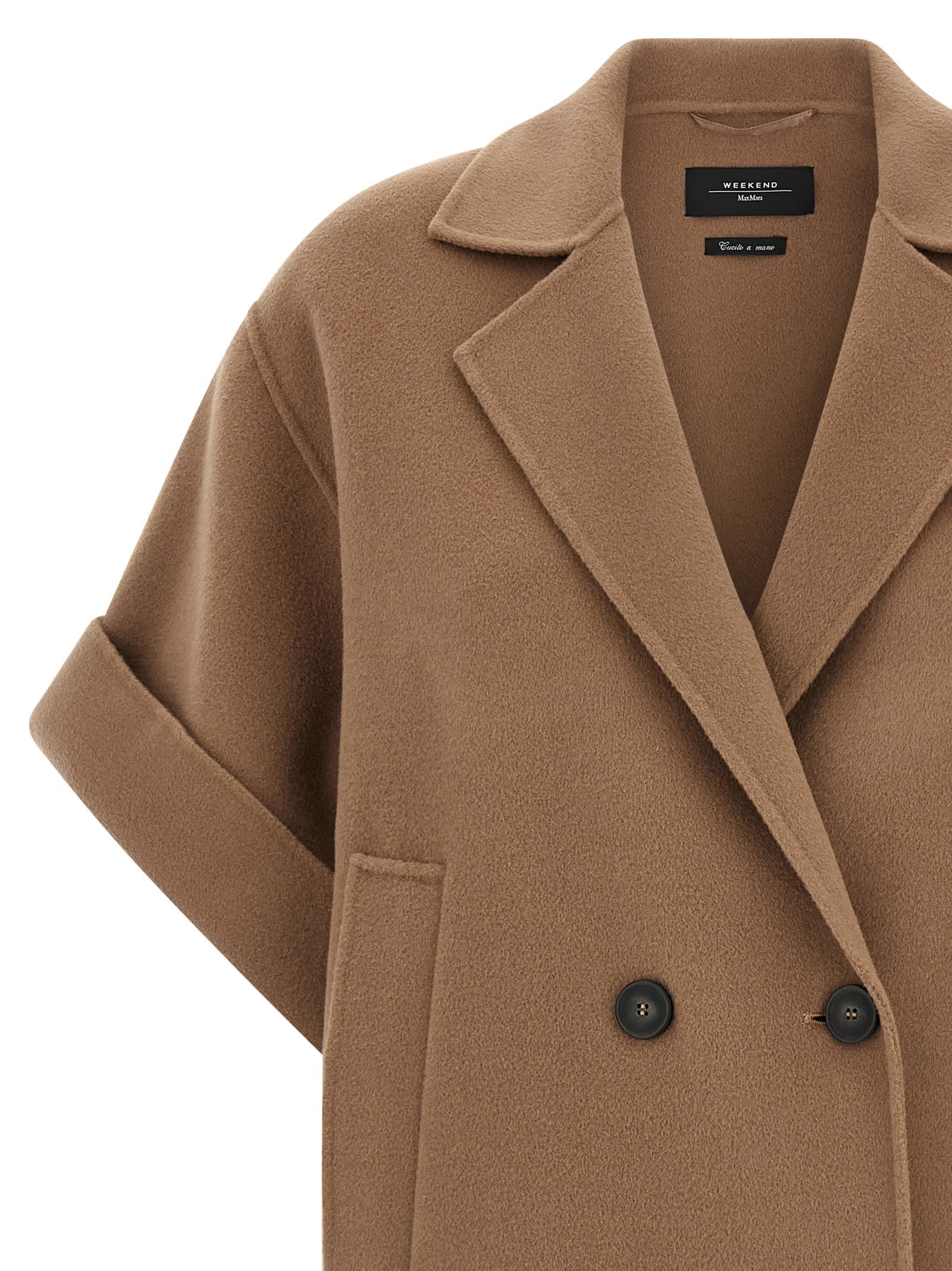 Weekend Max Mara Coat Double-breasted Front Pockets In Brown