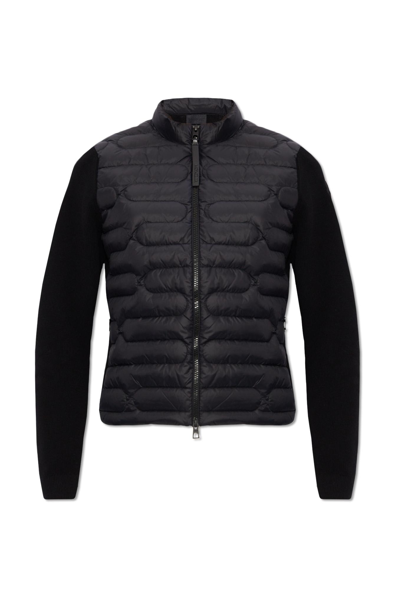 Shop Moncler Cardigan With Down Front In Black