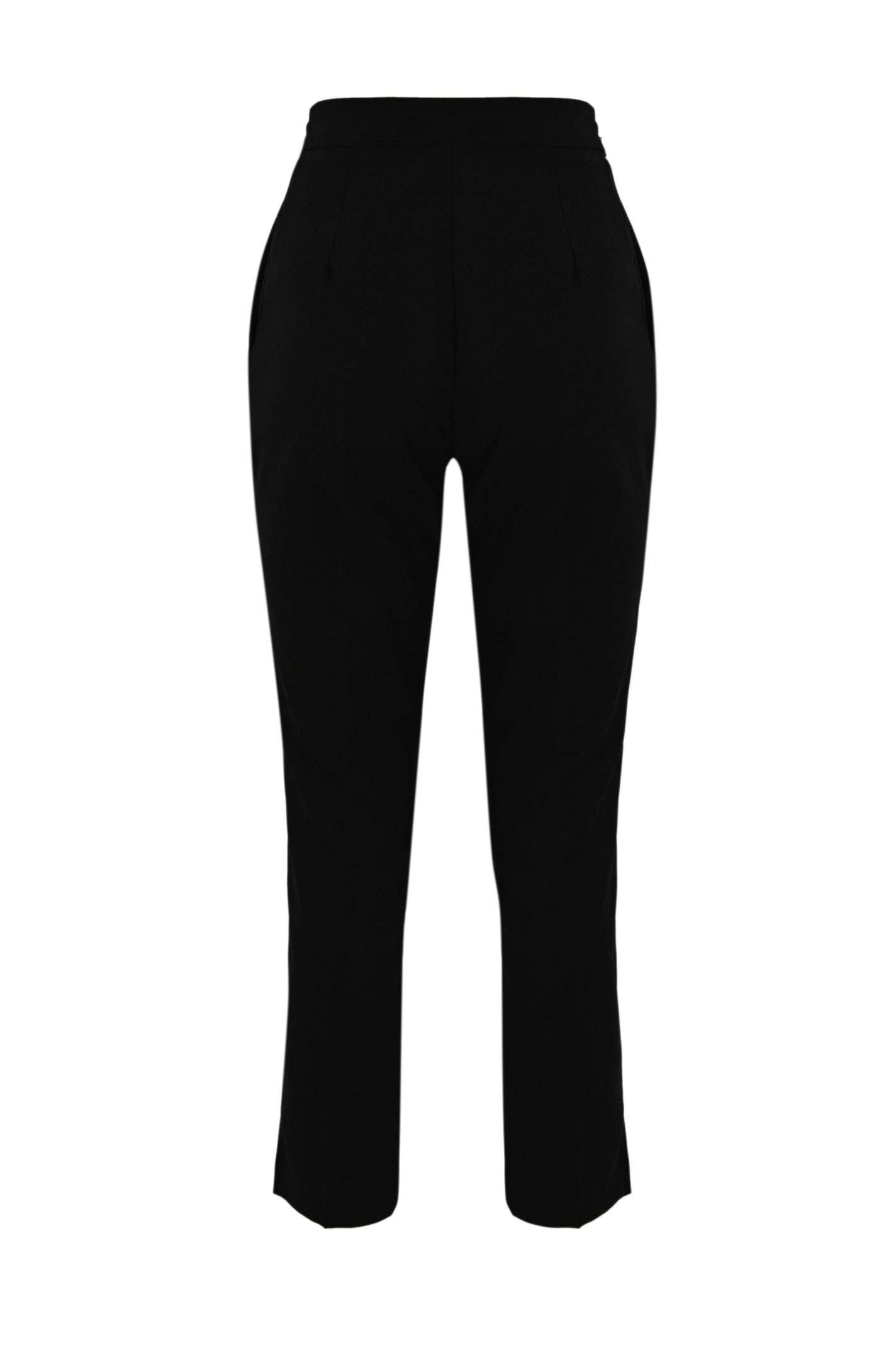 Shop Elisabetta Franchi Straight Trousers With Buckle In Black