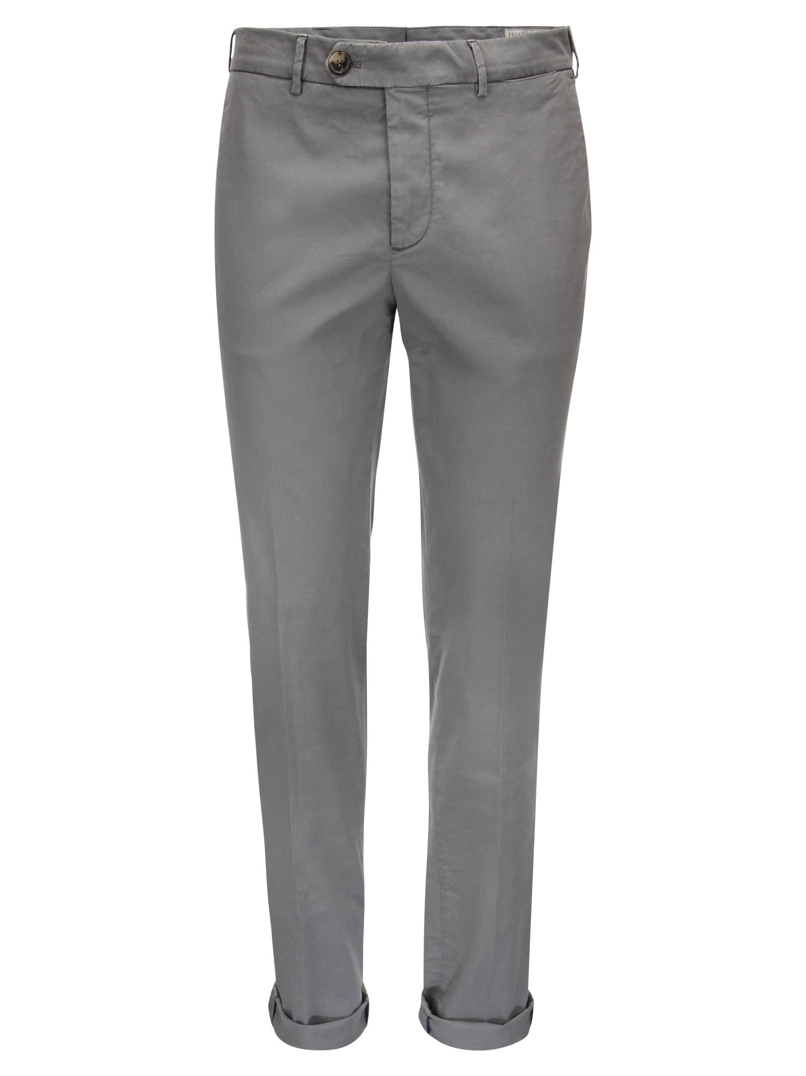 Brunello Cucinelli Garment-dyed Italian Fit Trousers In American Pima Comfort Cotton Gabardine