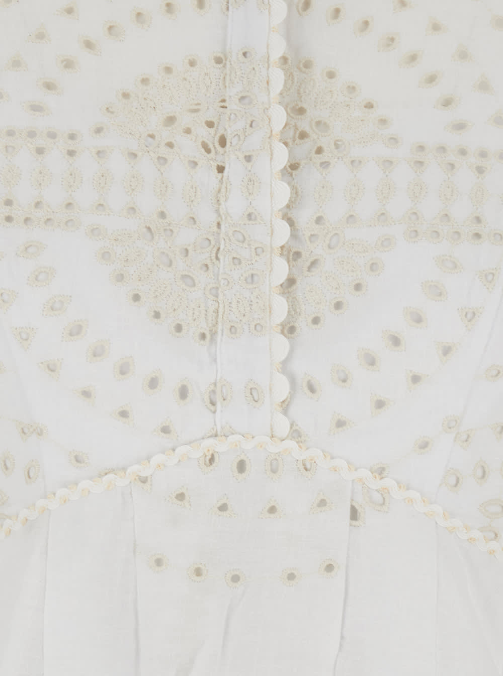 Shop Charo Ruiz Asahi White Dress With All-over Embroidery Design And Pleated Skirt In Cotton And Linen Blend Woman