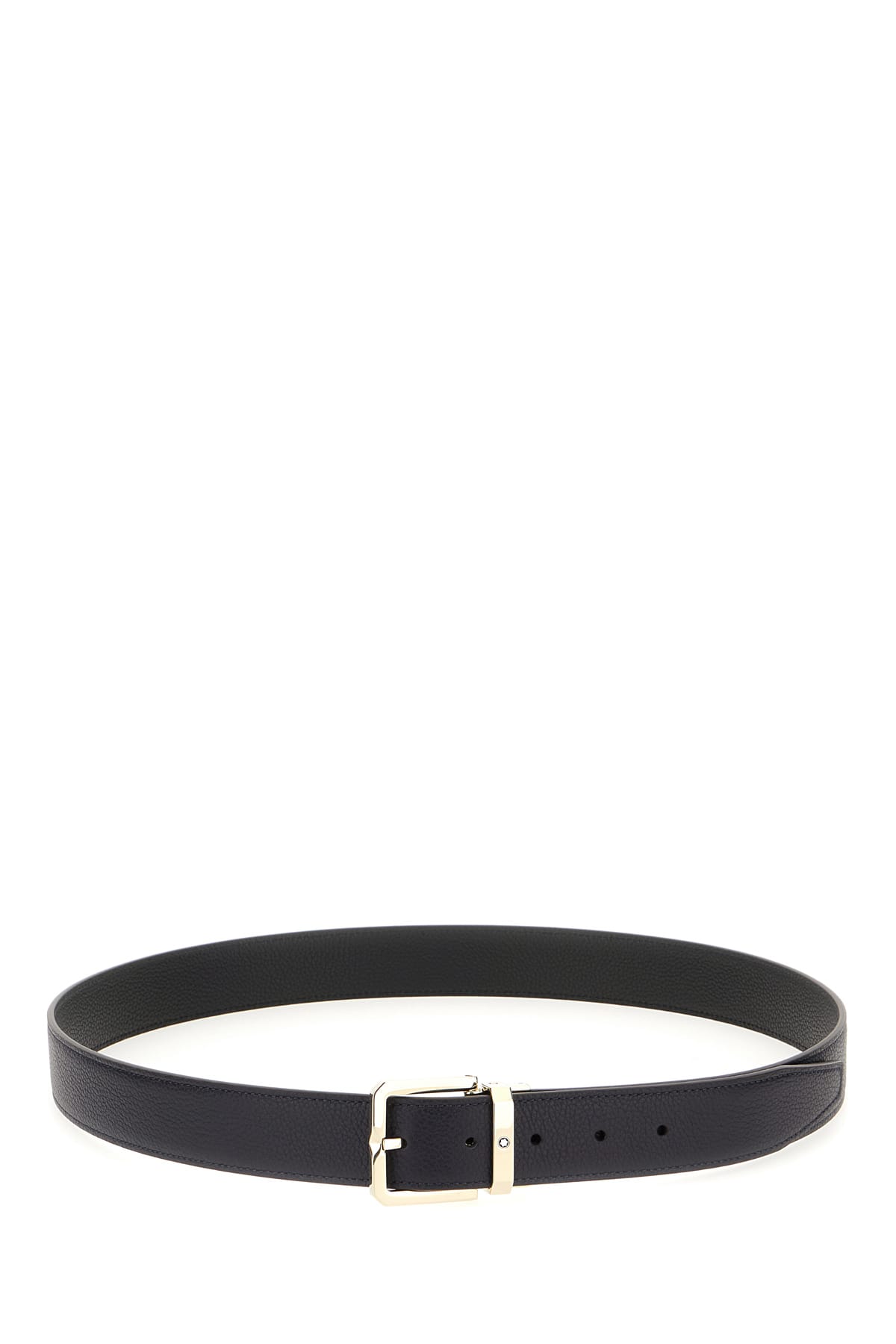 Shop Montblanc Black Leather Reversible Belt In Blue Black