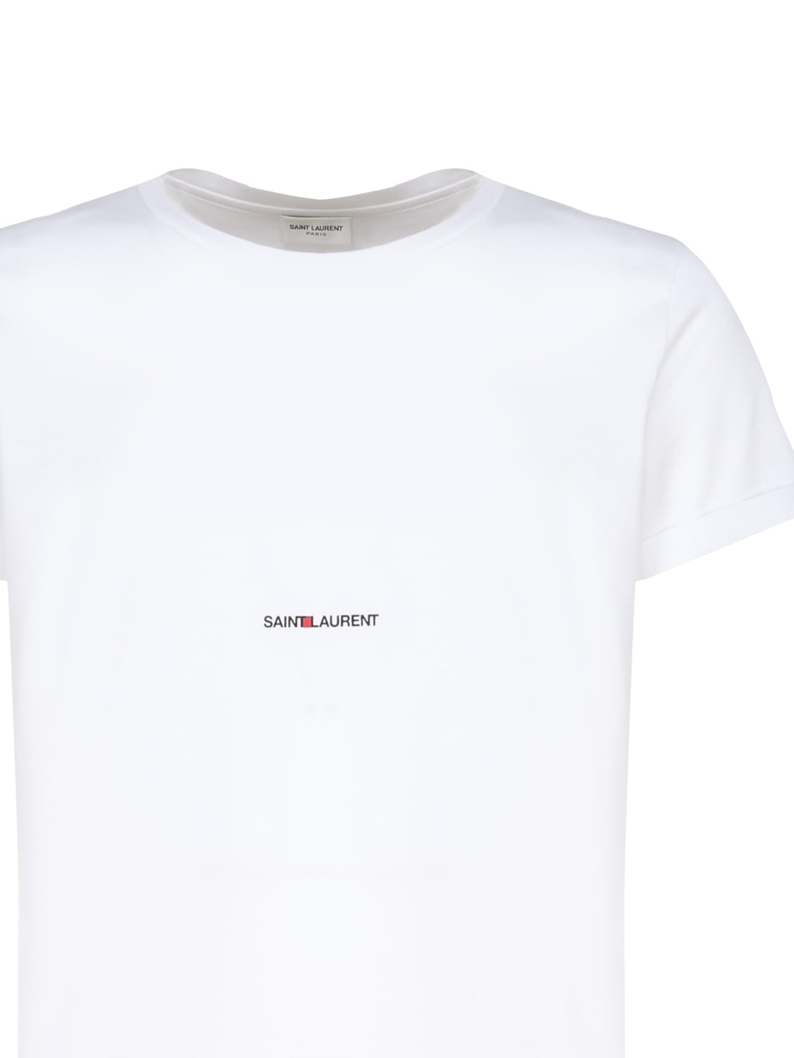 Shop Saint Laurent Logo T-shirt In Blanc
