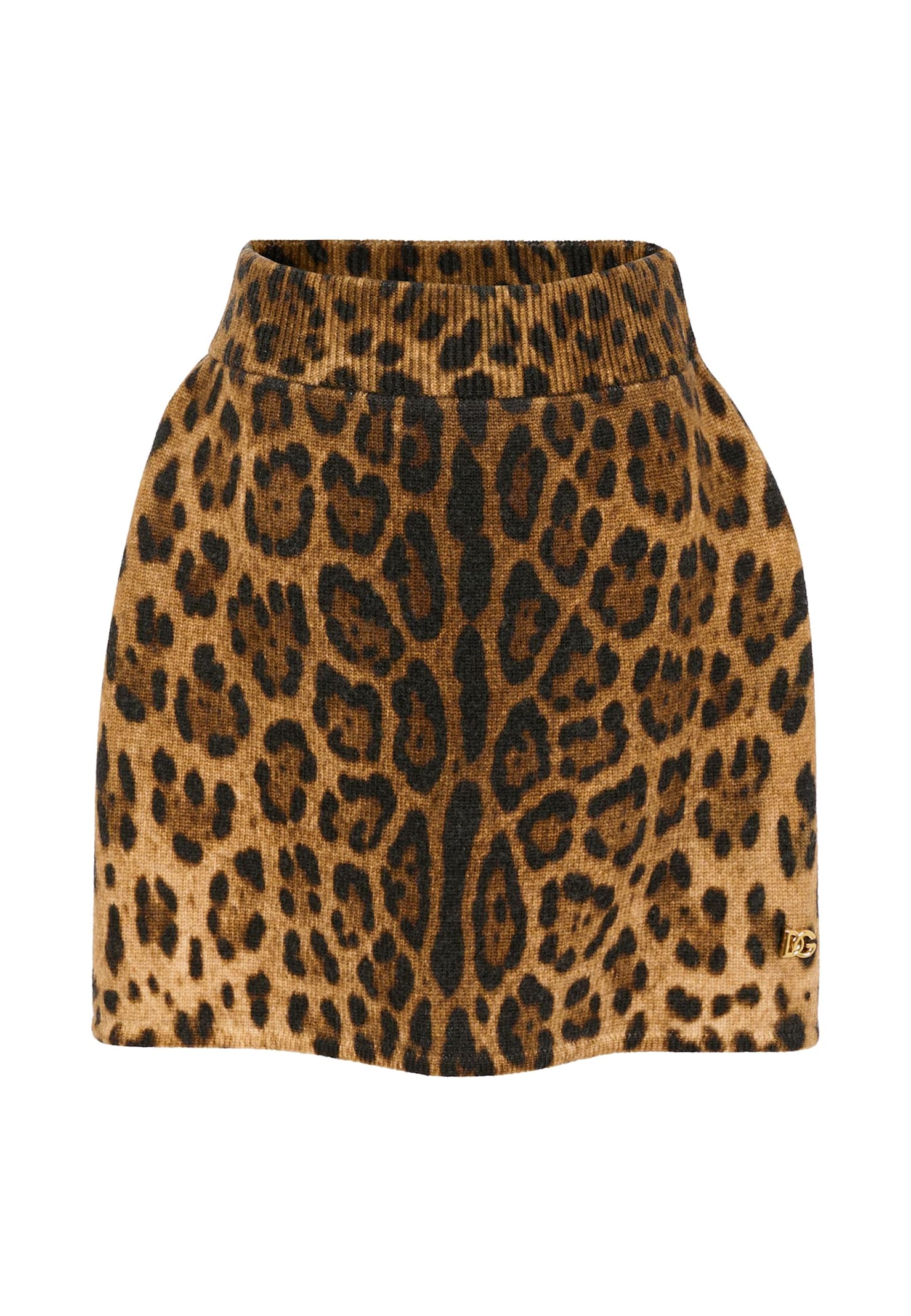 Dolce & Gabbana Brown Skirt For Girl With Animal Print In Animal Print