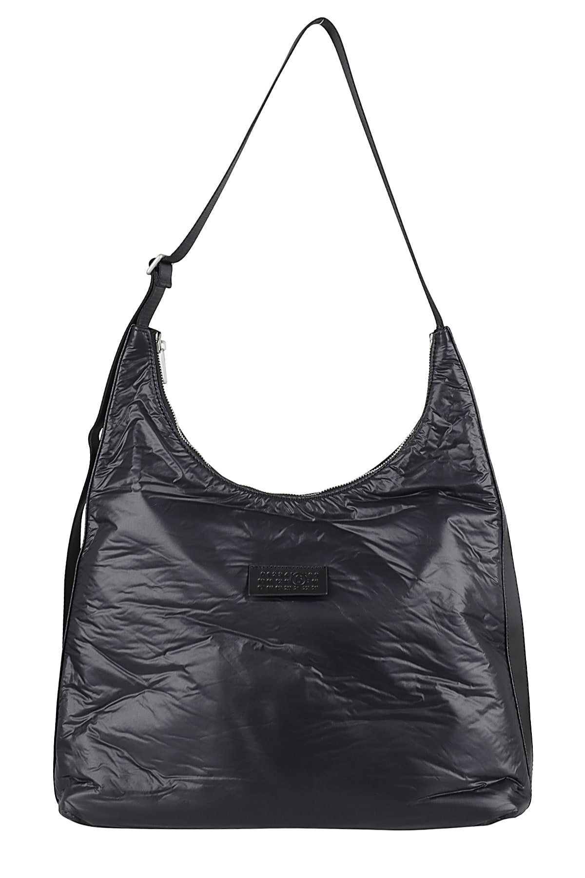 Shop Mm6 Maison Margiela Crunched Nylon Bag In Black