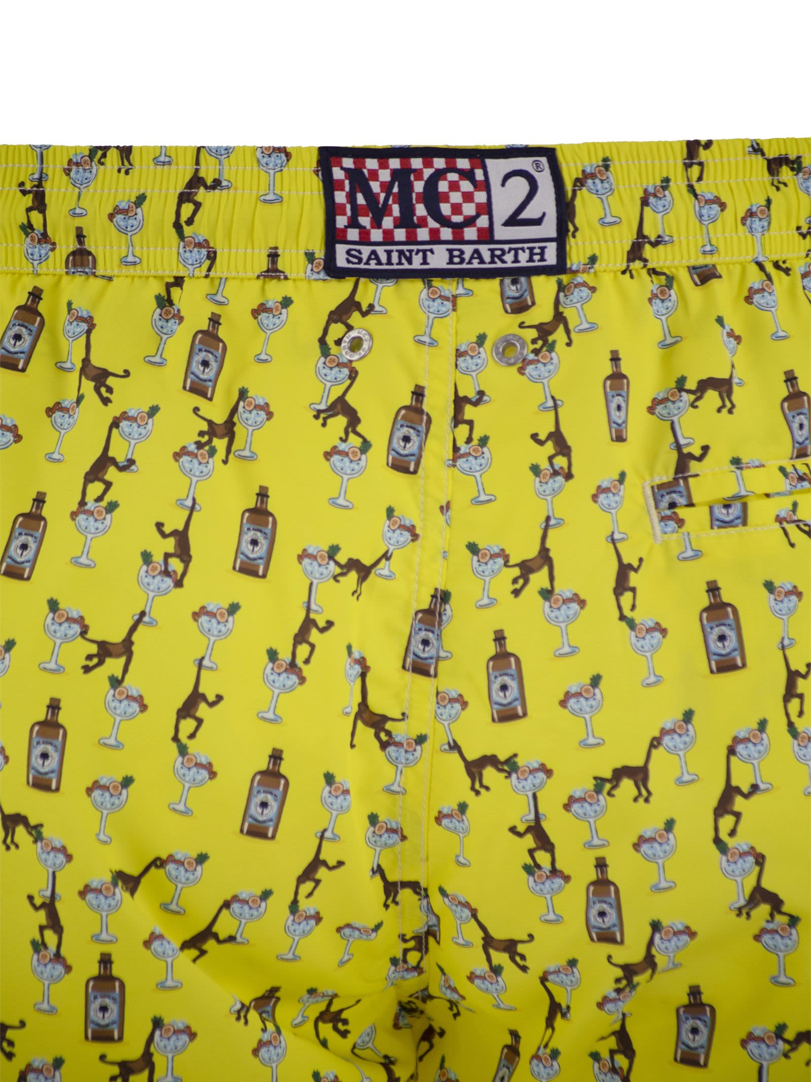 Shop Mc2 Saint Barth Lightweight Fabric Swim Boxer Shorts With Print In Yellow