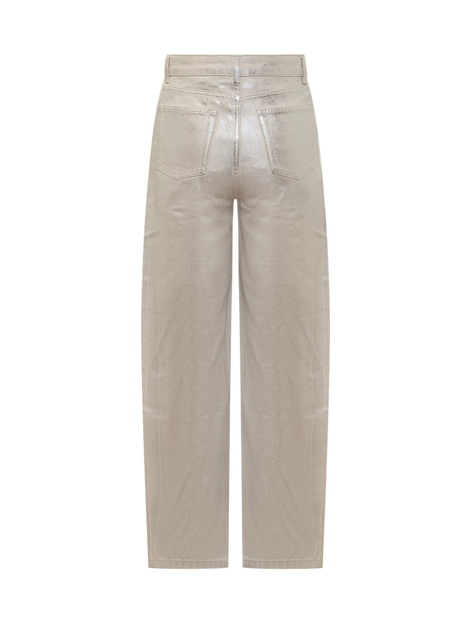 Shop Iro Chandra Jeans In Ecru/silver Lurex