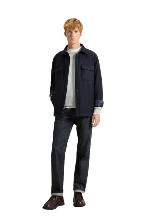 Shop Woolrich Alaskan Wool Overshirt In Melton Blue