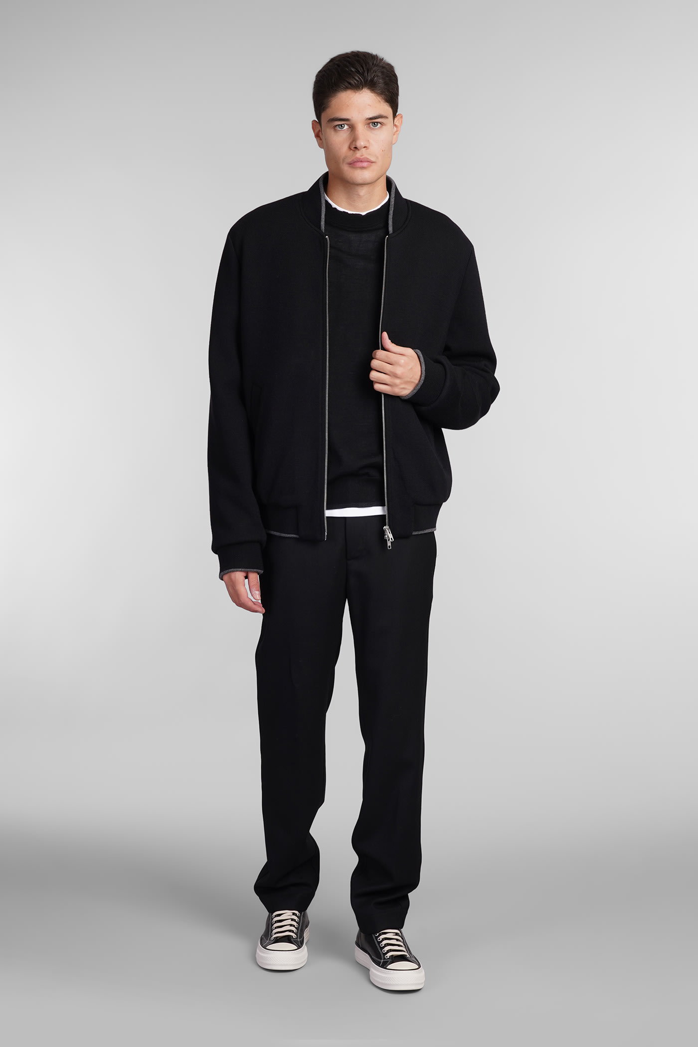 Shop Mauro Grifoni Bomber In Black Wool