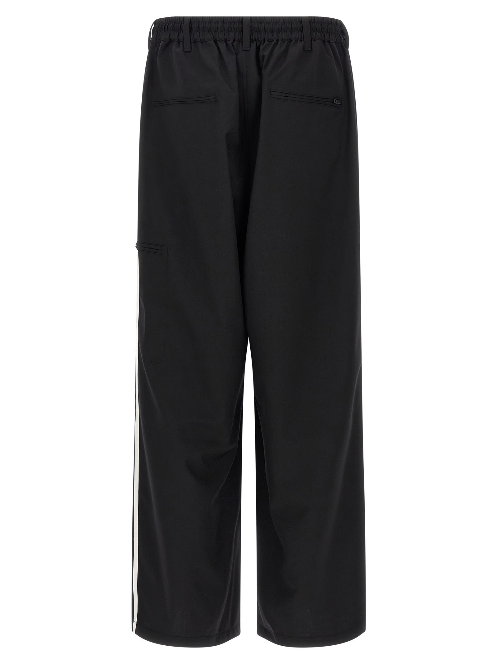 Y-3 Adidas Black Baggy Pants With Side Bands In Black