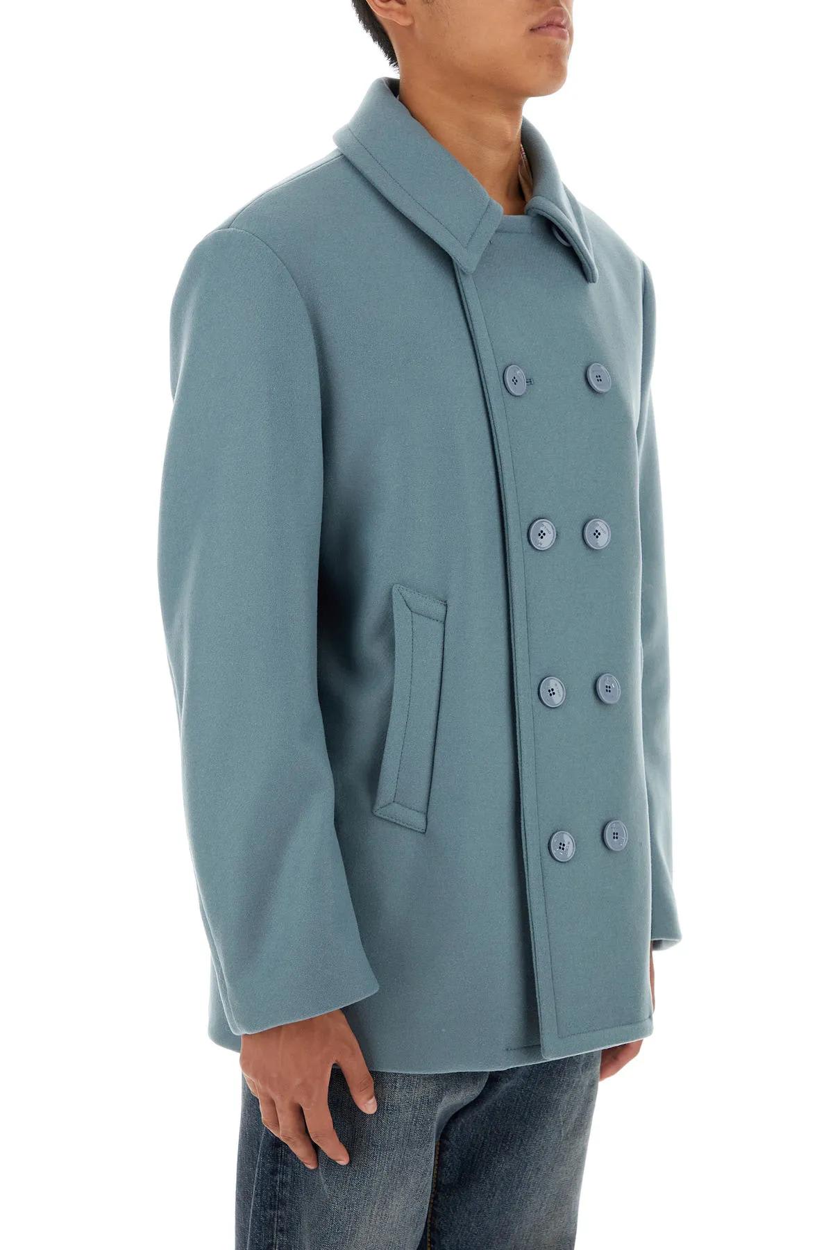 Shop Etro Powder Blue Wool Blend Coat