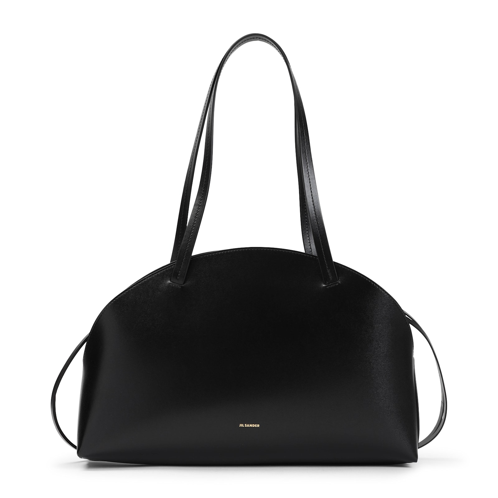 Jil Sander Curve Medium Black Leather Crossbody Bag In Black