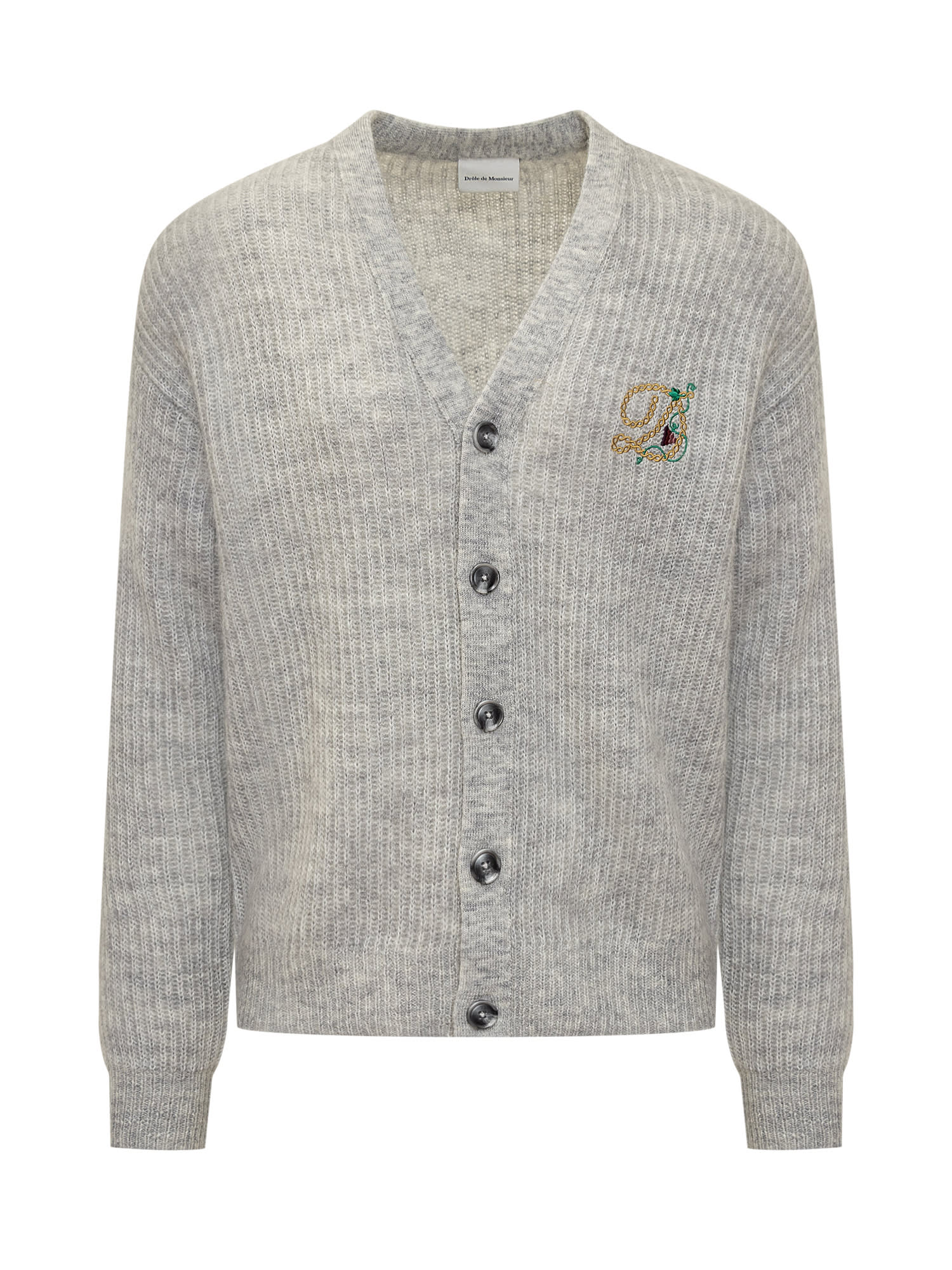 Shop Drôle De Monsieur Cardigan With Logo In Grey