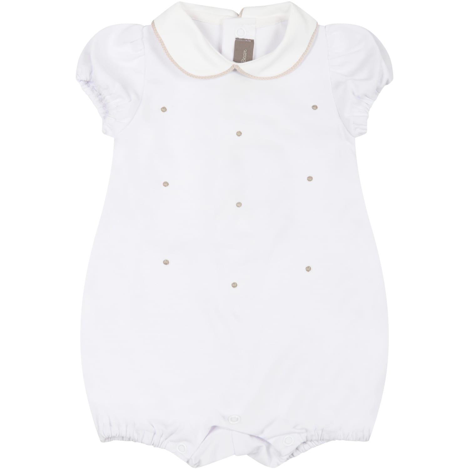 Little Bear White Romper For Baby Kids With Polka-dots
