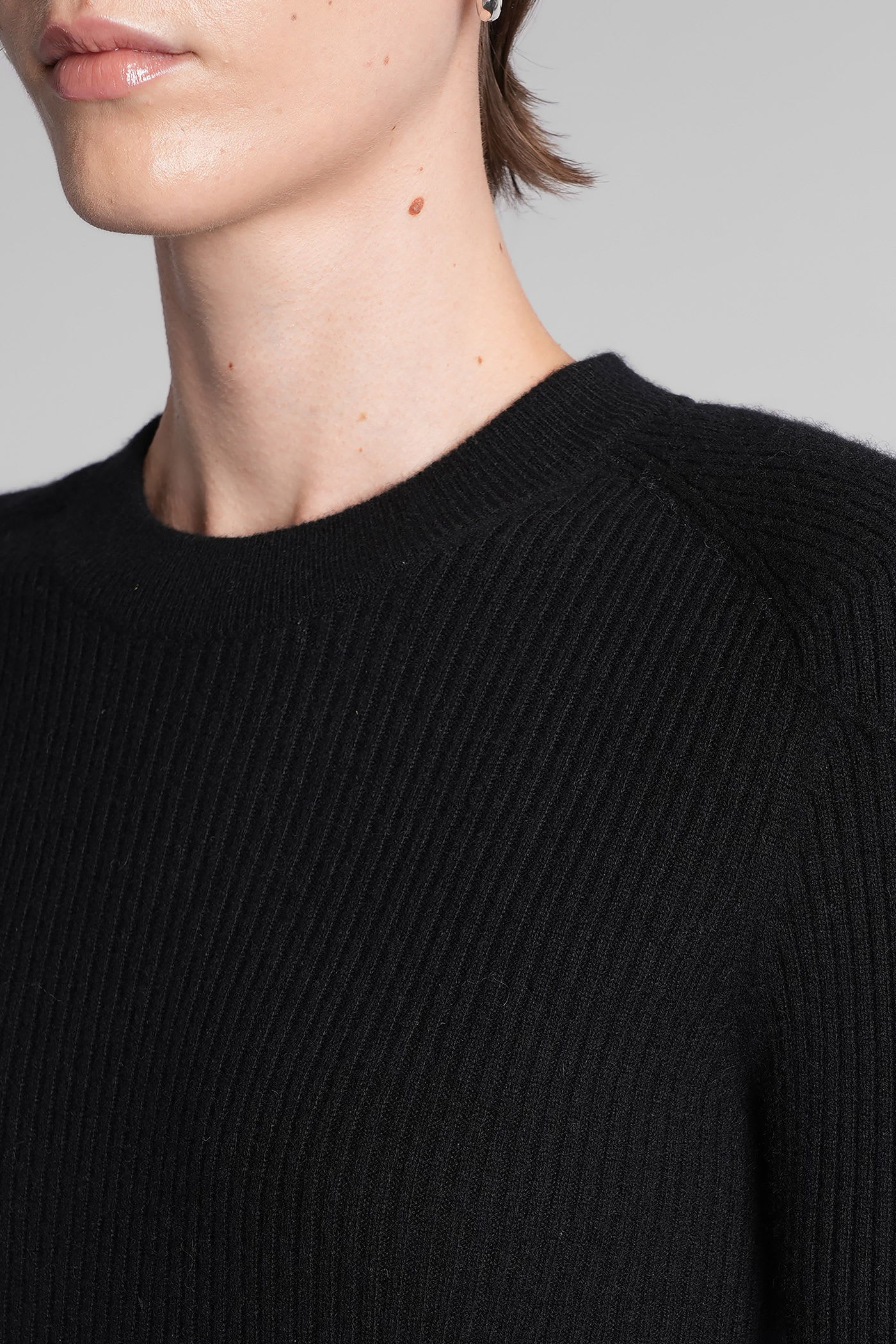 Iro Cashmere Long-sleeve Midi Dress In Black