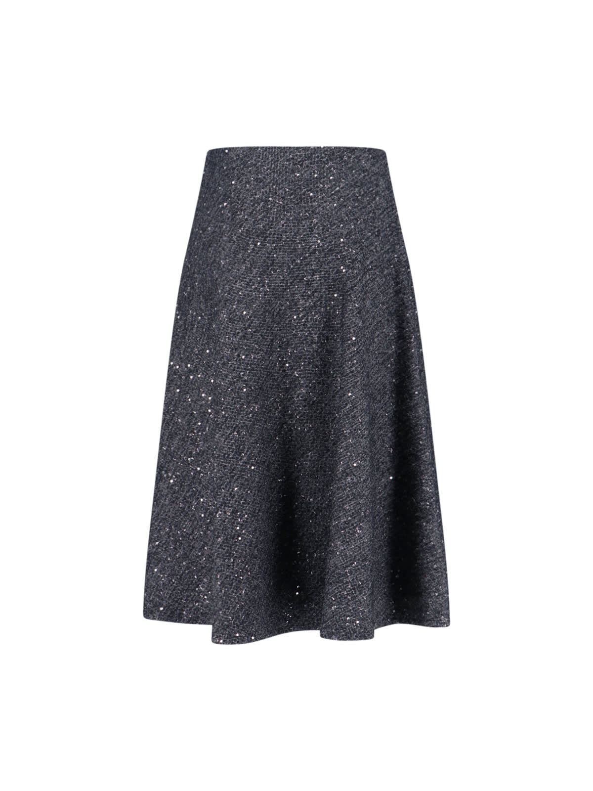 Tagliatore Flared Grey Skirt With Textured Fabric And Sequined Detail In Gray