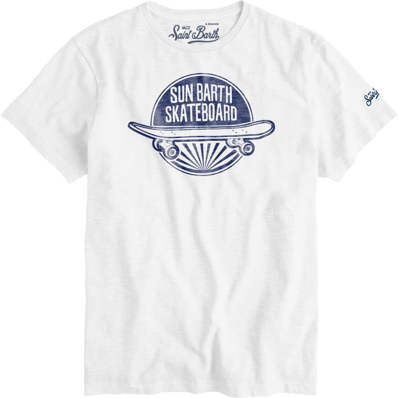 MC2 Saint Barth White Boy T-shirt With Skate Print