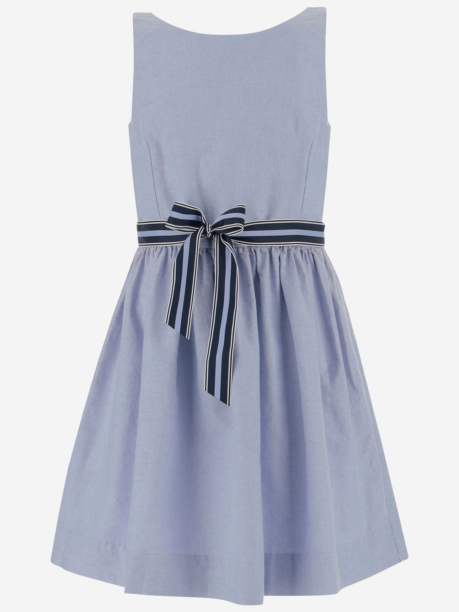 Polo Ralph Lauren Cotton Dress With Logo In Blue