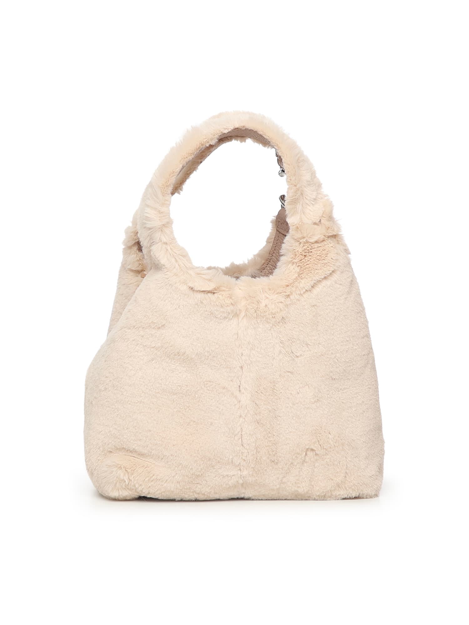 Coccinelle C-easy Bag In Faux Fur And Leather In Pink