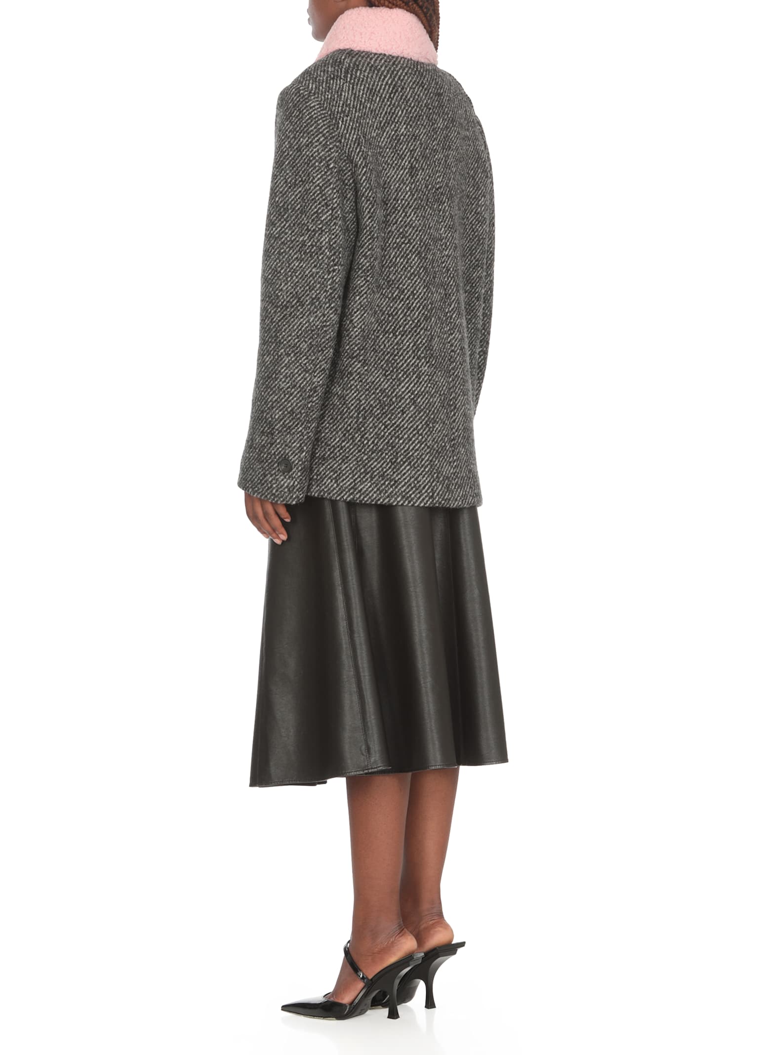 Shop Msgm Wool Coat In Grey