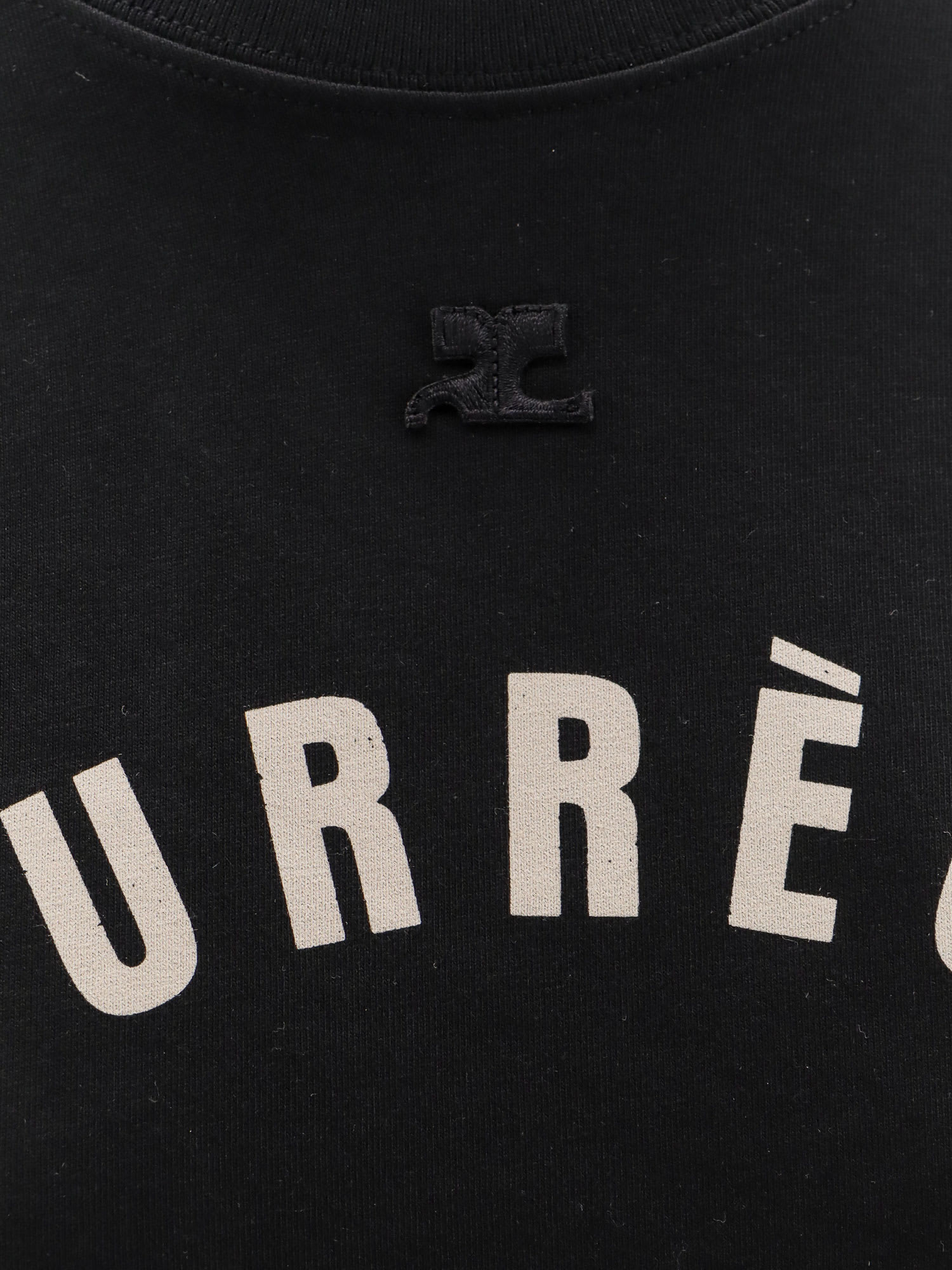 Shop Courrèges Logo Print Round Neck T-shirt In Black